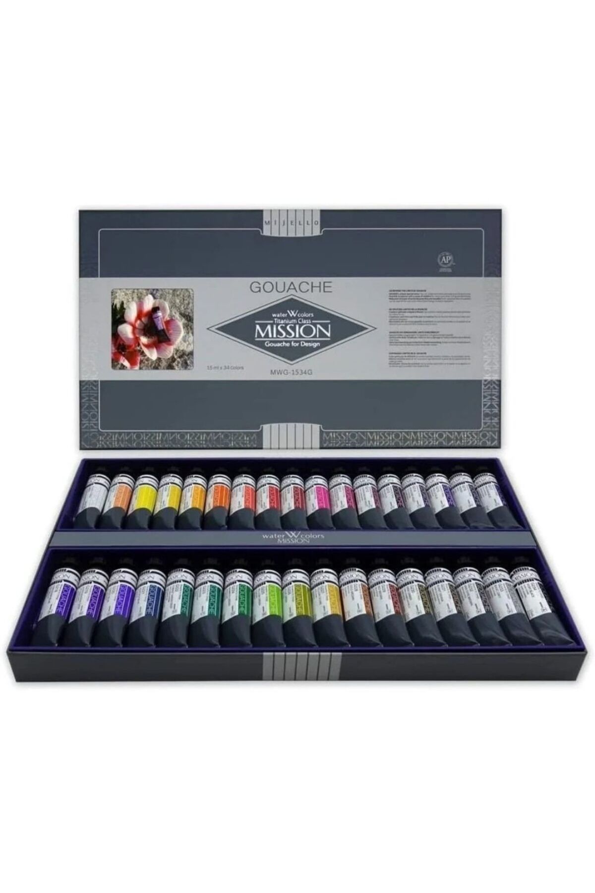 Mijello Mission Titanium Class Sulu Boya Tüp 15ml x 34 Renk Set MWG-1534G