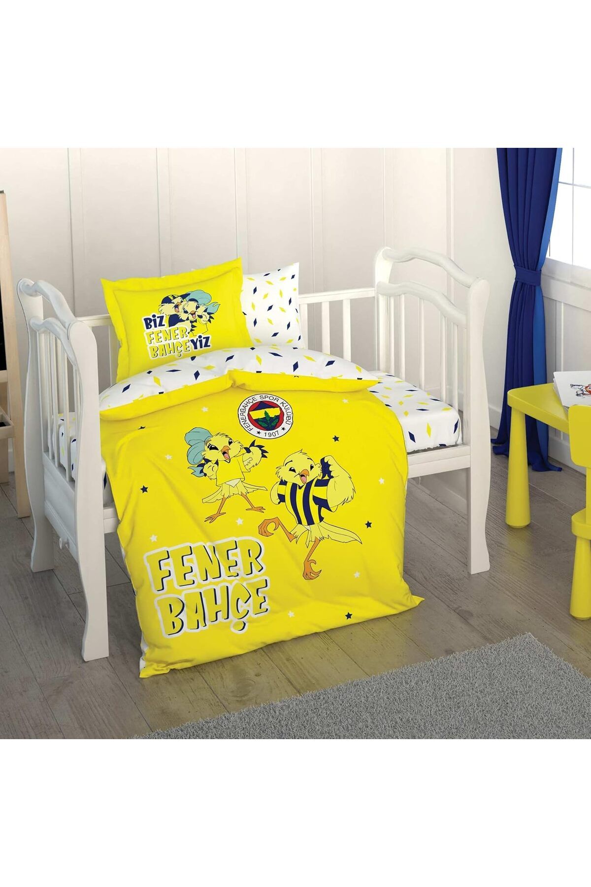 STOREMAX Sbl Fenerbahçe Lisanslı Sarı Kanarya Baskılı%100 Pamuk Bebek Nevresim Takımı, Çok Renkli, Be