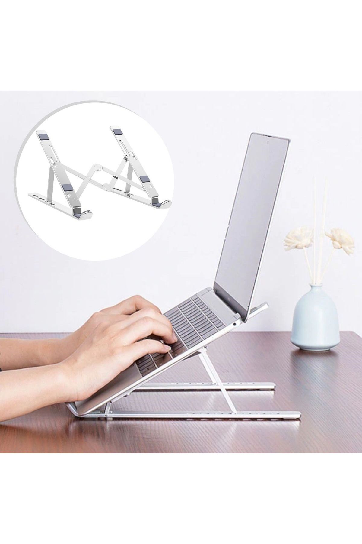 Mu Art Ahşap Mrt Ayarlanabilir Dizüstü Destek Tabanı Tamamen Katlanabilir Taşınabilir Laptop Yükseltici Art