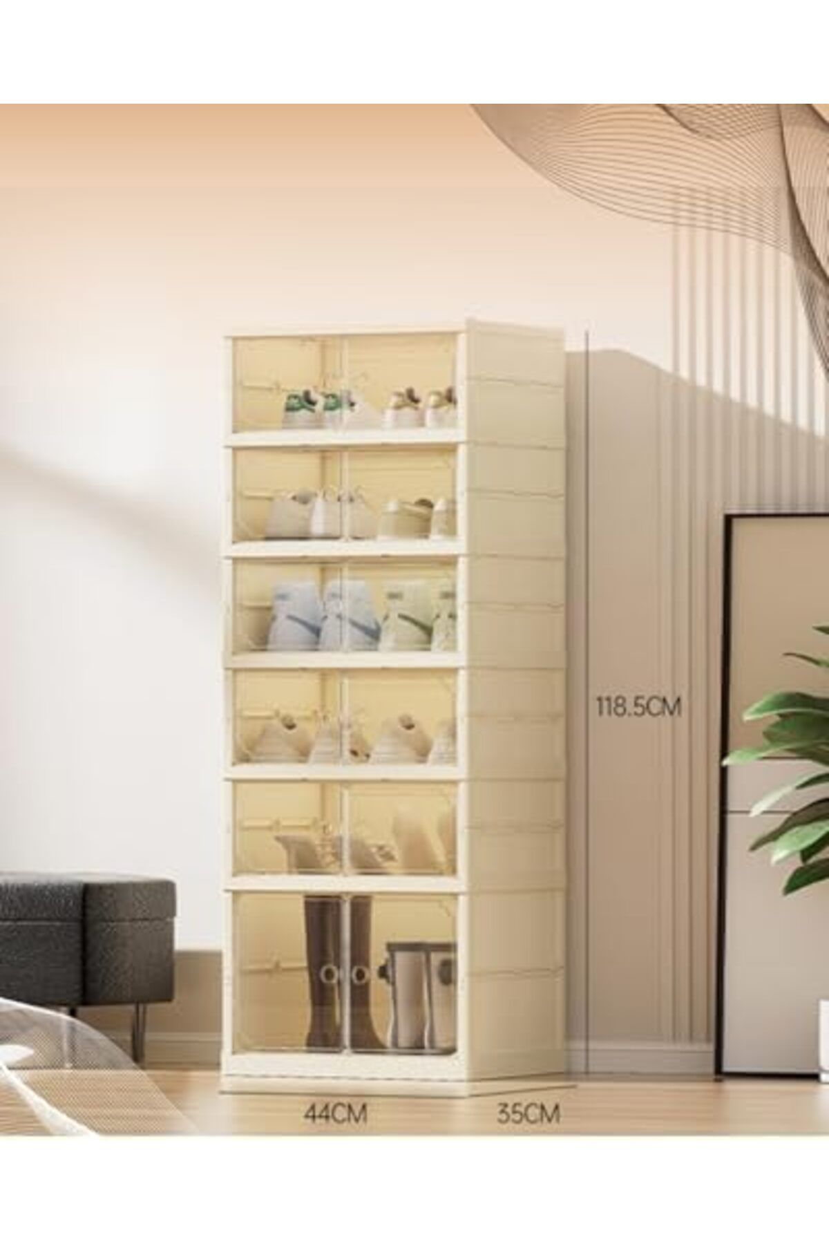 Mu Art Ahşap-Mrt Multi-Purpose, Wide, Foldable Cabinet with Shelves, Shoe Rack and Shelf Art 871301 3