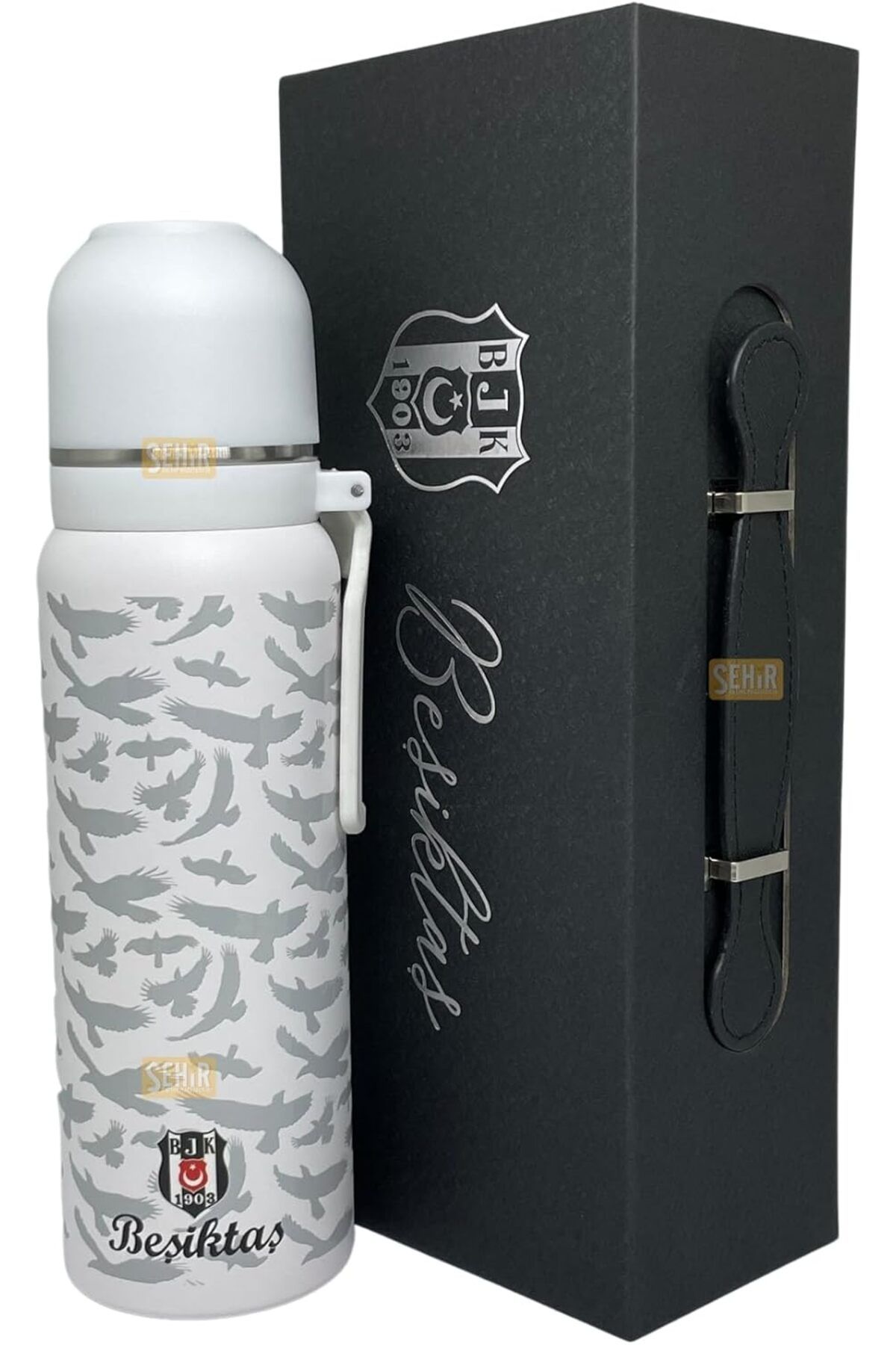 LUXE 650ml Lisanslı Çift Katlı Paslanmaz Çelik Termos 8 Saat Sıcak Soğuk Hediye Kutulu (Beyaz) LXS