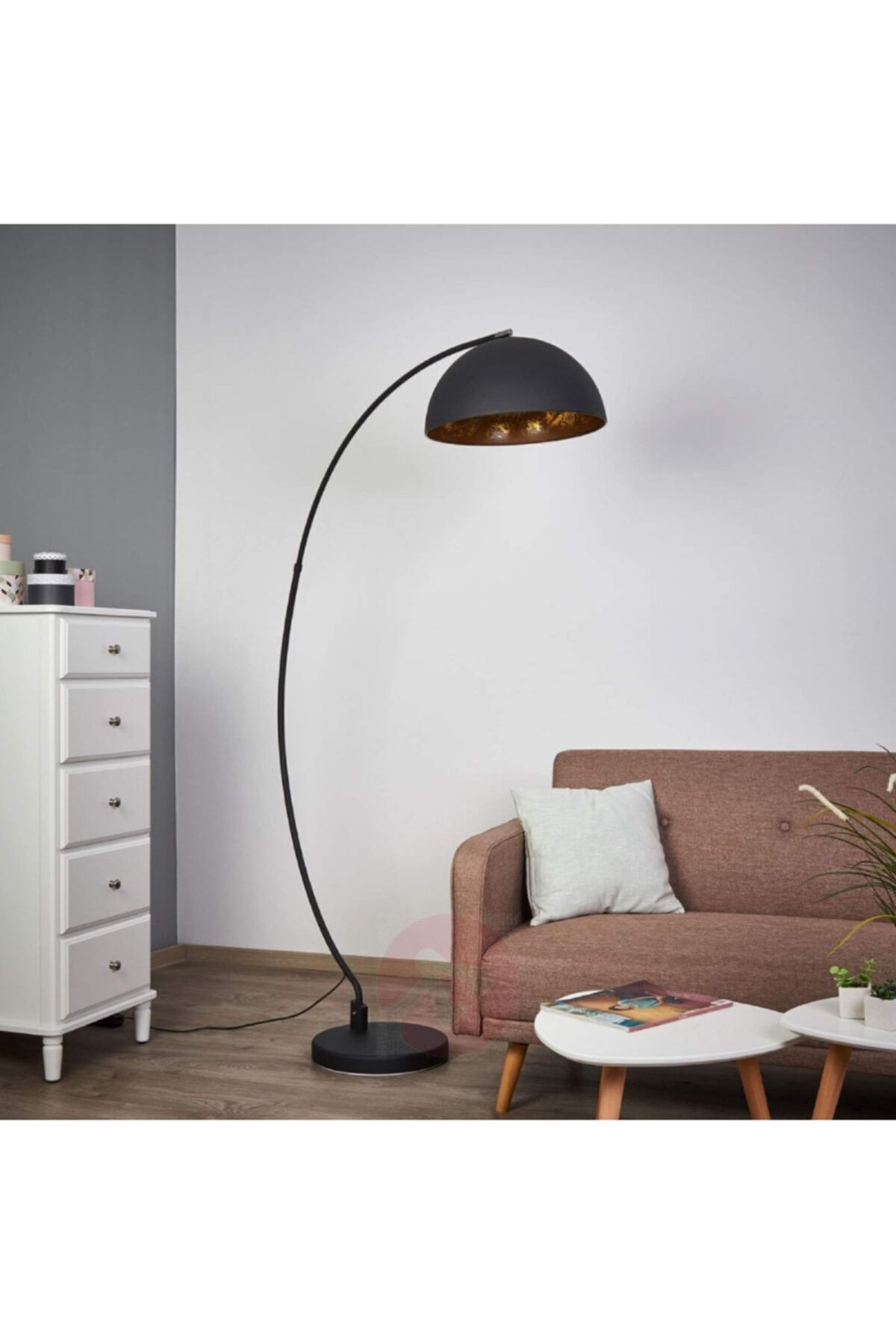 teknotrust Retro Tekli Metal Lambader Köşe Lambası Şapka Çapı: 40 cm