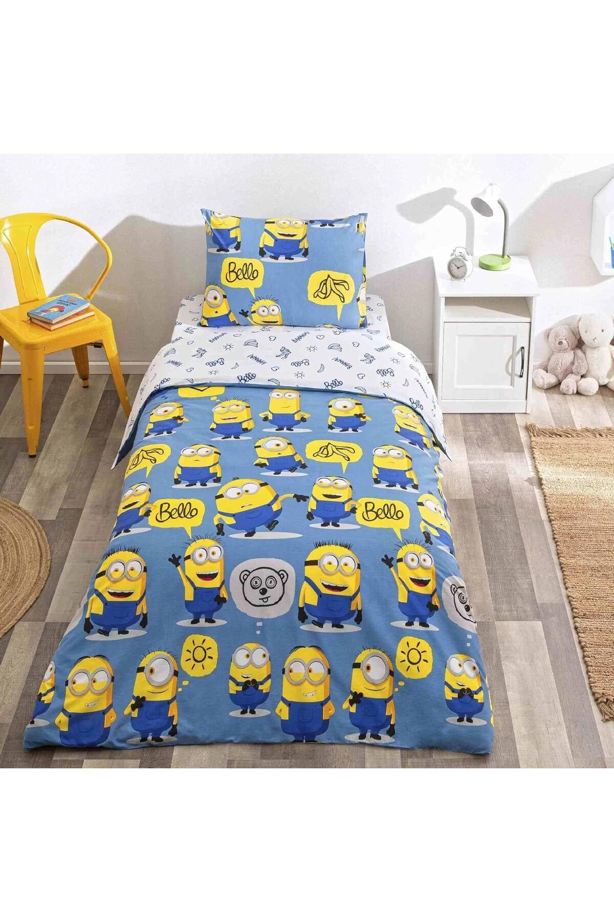 LUXE Lisanslı Pamuk Mınıons Bananas Nevresim Takımı Çok Renkli Tek Kişilik LXSHP 1055529