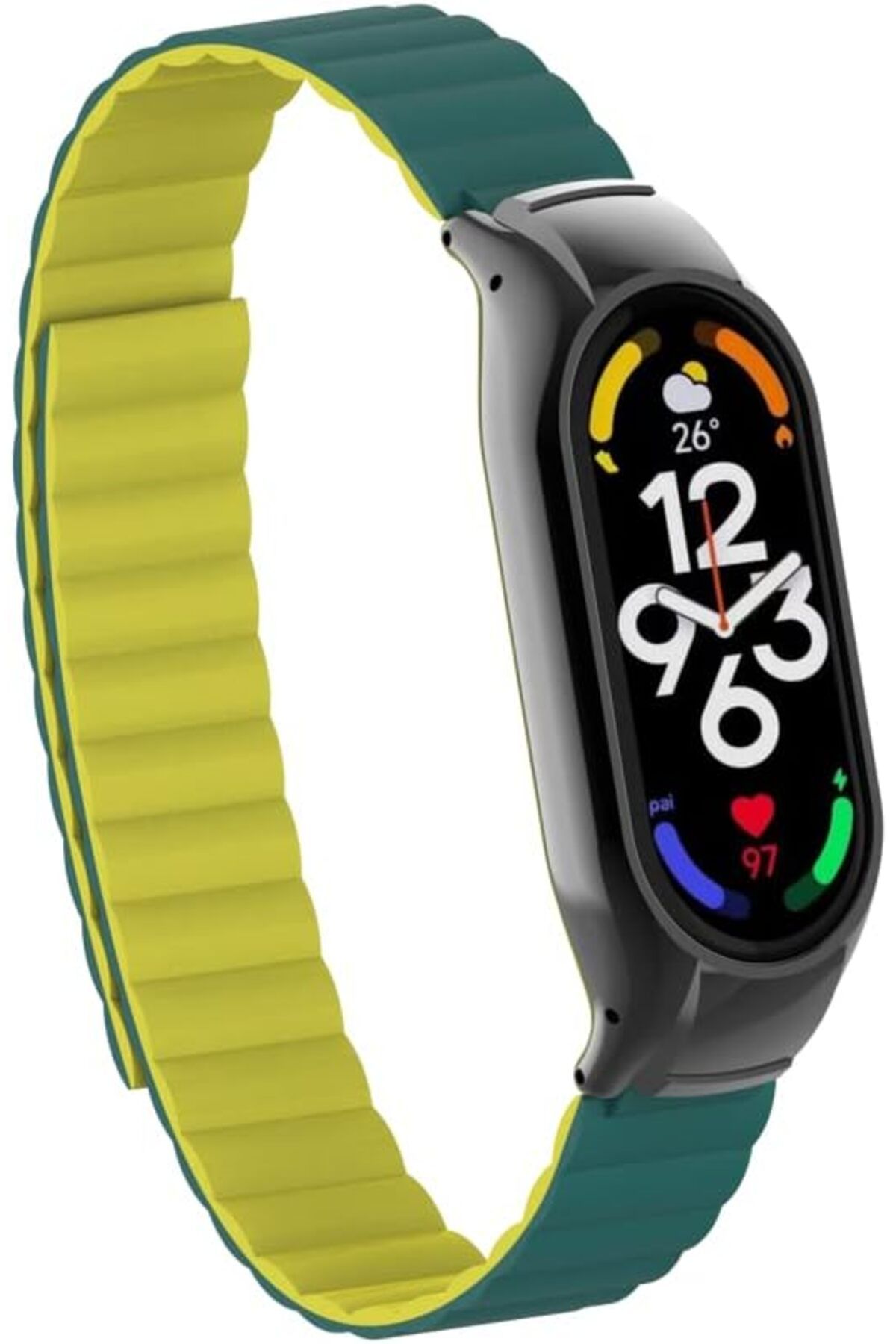 STOREMAX ELZ Xiaomi İle Uyumlu Mi Band 7 KRD-69 Kordon Koyu Yeşil-Sarı FRNTR 1127478