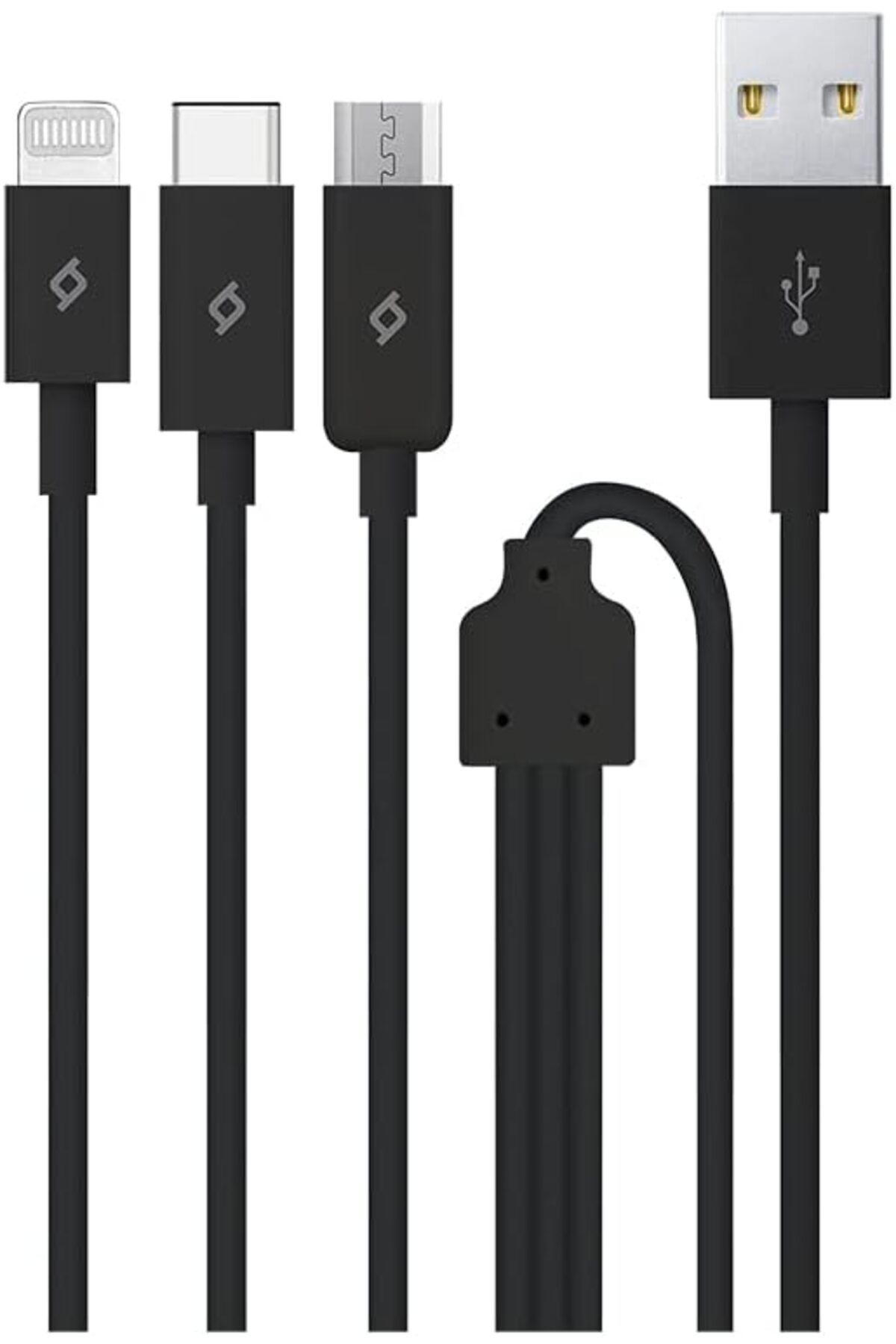 Mu Art Ahşap Mrt Trio Type-C-Lightning-Micro USB 120cm Şarj Kablosu, Siyah Art 871301
