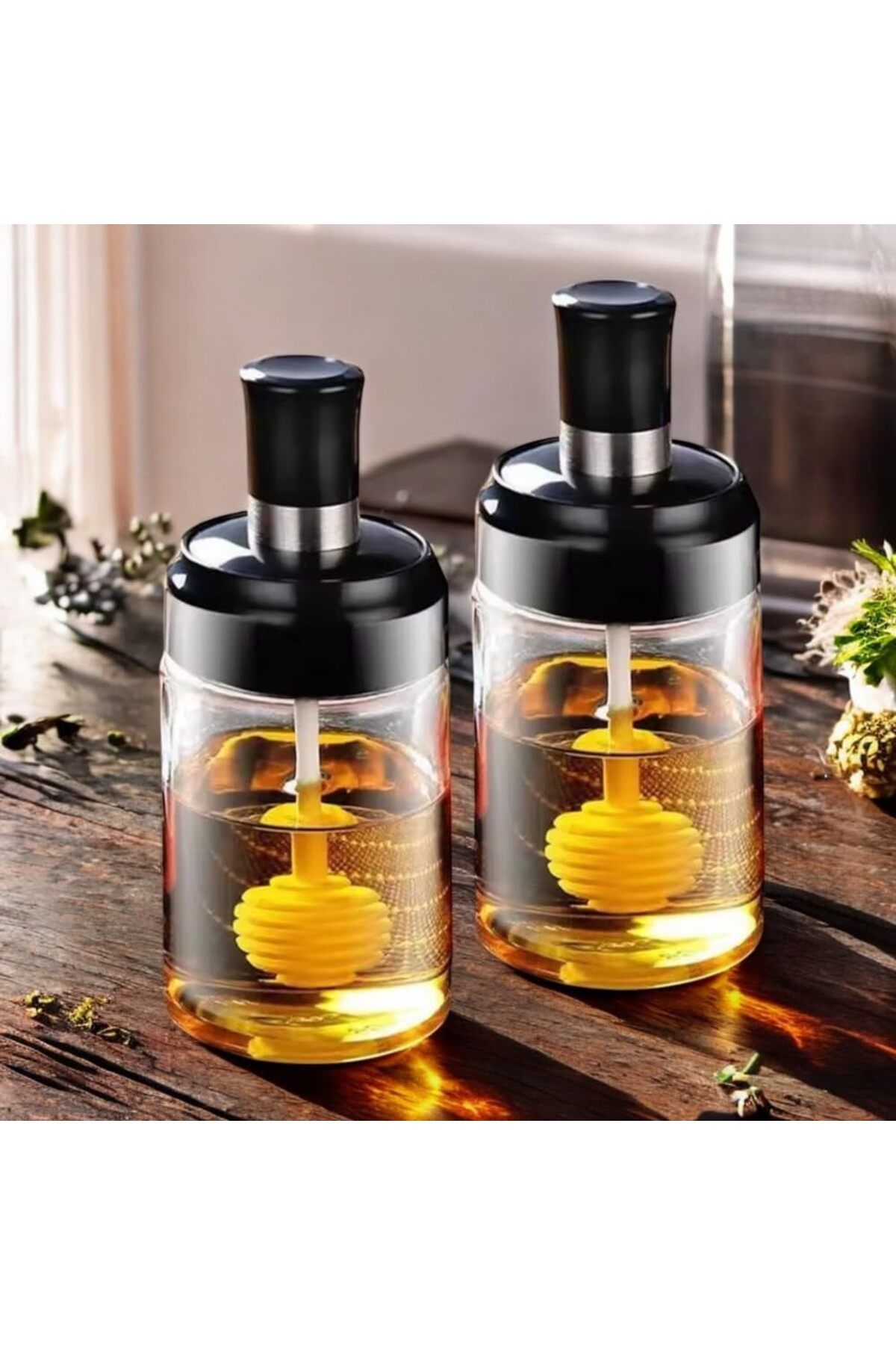 STOREMAX SRT Bal Kavanozu Seti, 300 ml, Siyah Kapaklı, Ballık 2'li FxYM 1126906