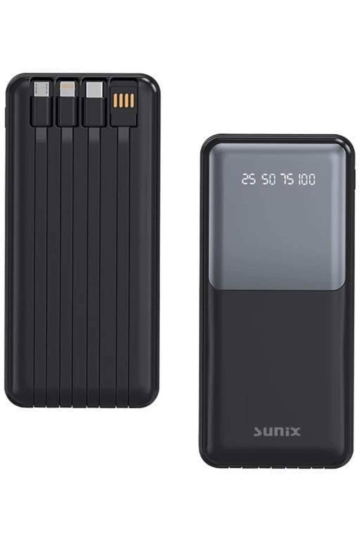 Mu Art Ahşap Mrt 12000 Mah Dijital Göstergeli Dahili Çoklu Kablolu Taşınabilir Powerbank Siyah PB-49 Art 8713