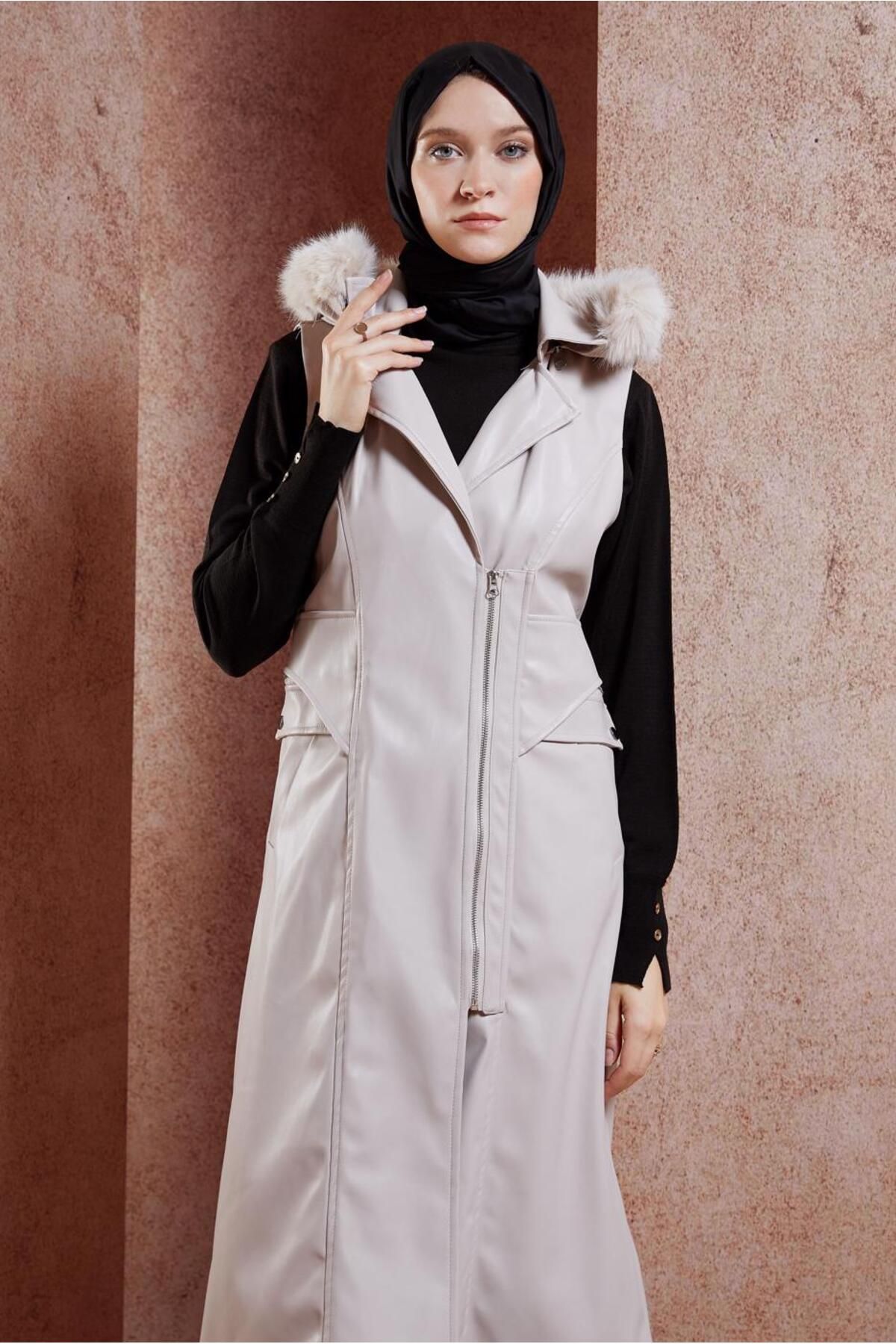 جلیقه چرم مصنوعی HOODED 10911 Alvina