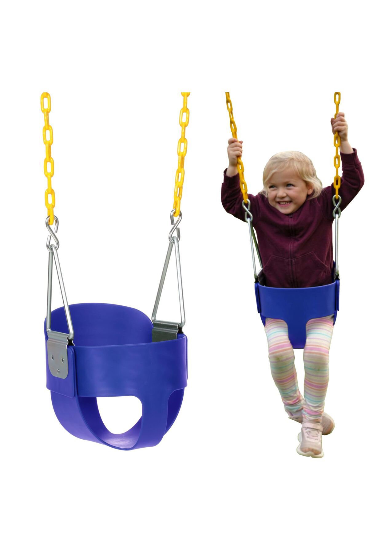 Rainbow Toys RBW TOYS Salıncak Sandalye İç/Dış Mekan Yüksek Sırtlı Salıncak Koltuğu Zincirli Set