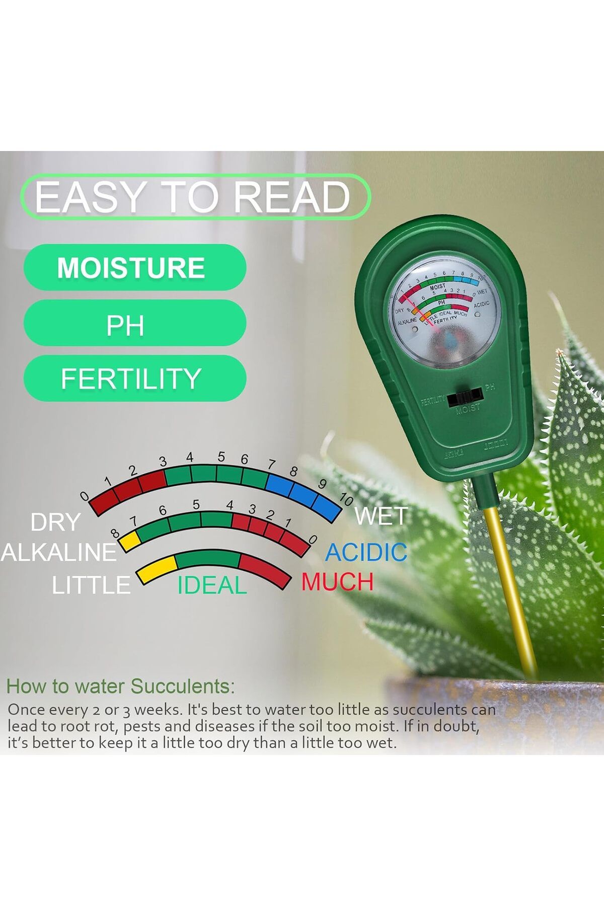 COOYA-3-in-1 Soil Test Kit,Clear Reading,Rotatable Display,Metal probes,Fast & Accurate for Garden,Farm 3