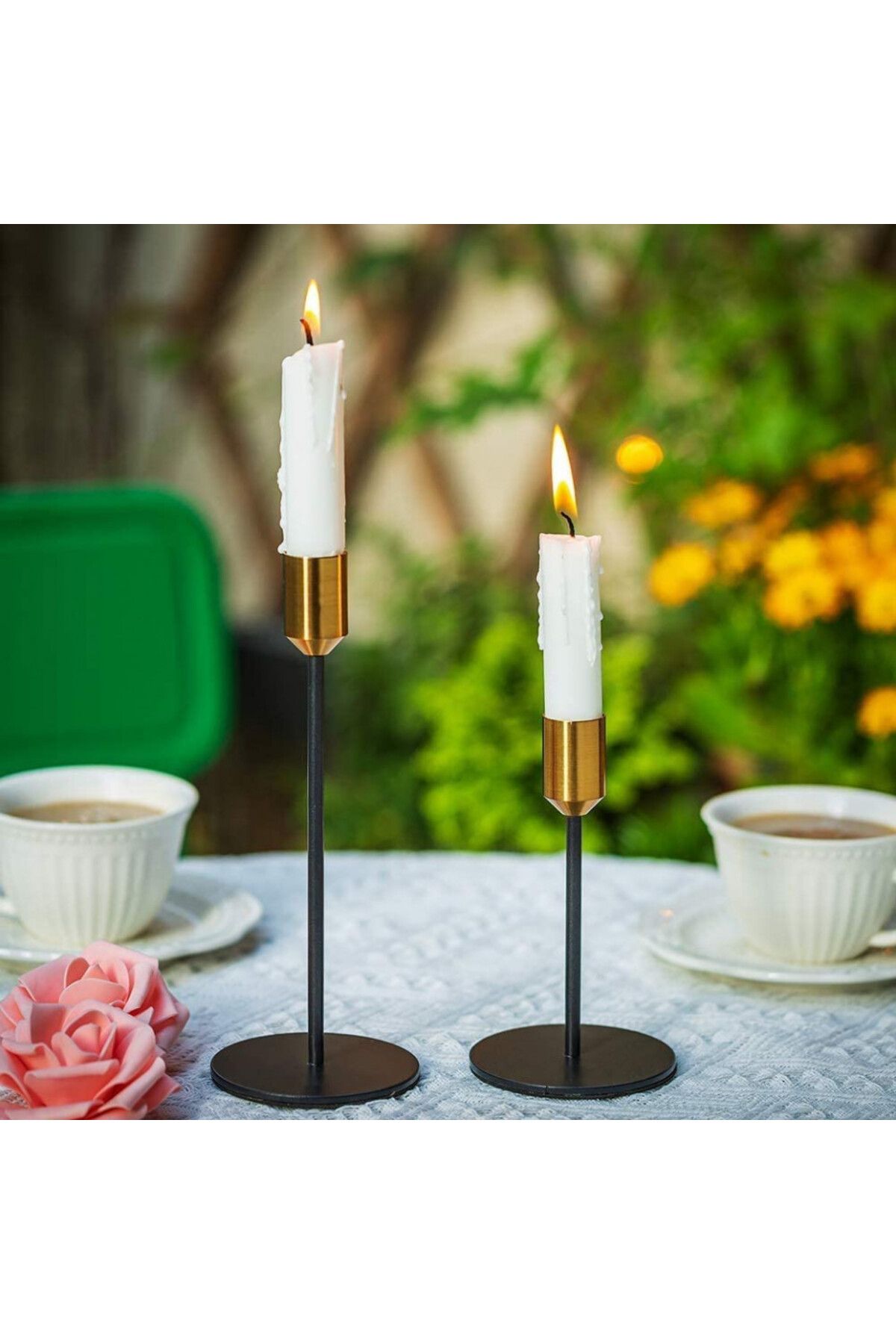 Wuudi Set 2 Sfeșnice Wuudi, Metal, Negru/auriu, 14 Cm / 20 Cm - Mărime unică