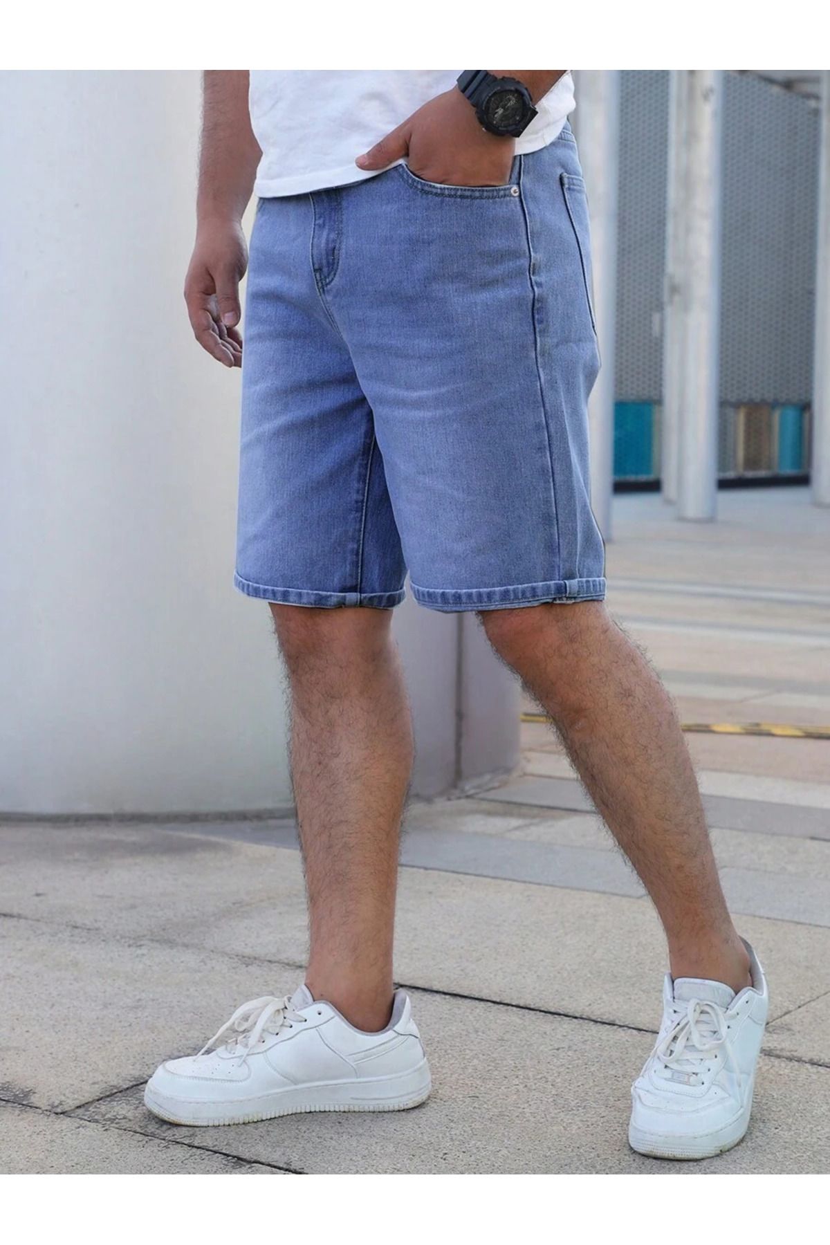 WKM Pantaloni Scurți Din Denim Pentru Bărbați Cu Croială Normală Masculin - 40