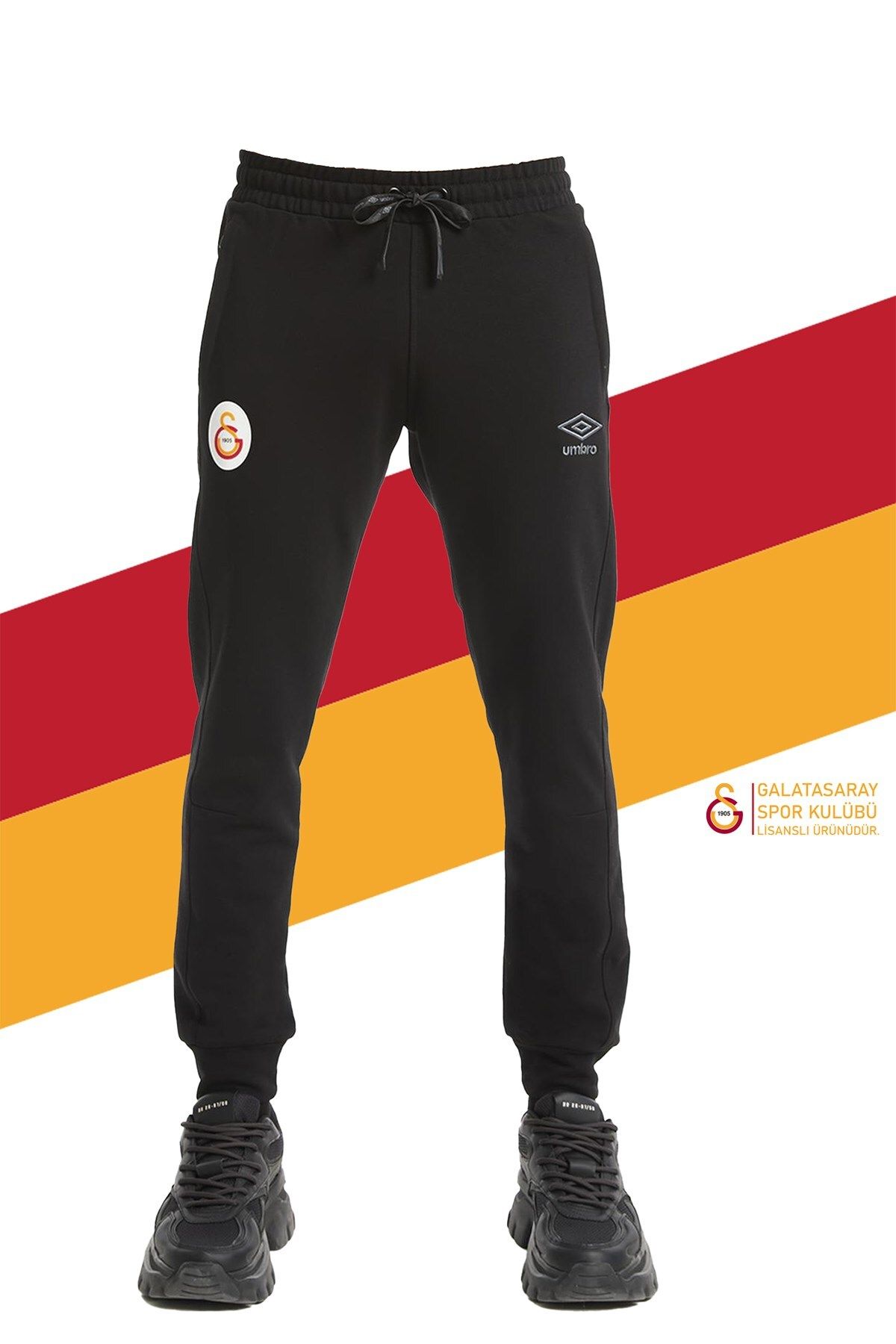 Galatasaray Pantaloni De Trening Negri Cu Licență Originală Umbro Elastic Leg Masculin - M