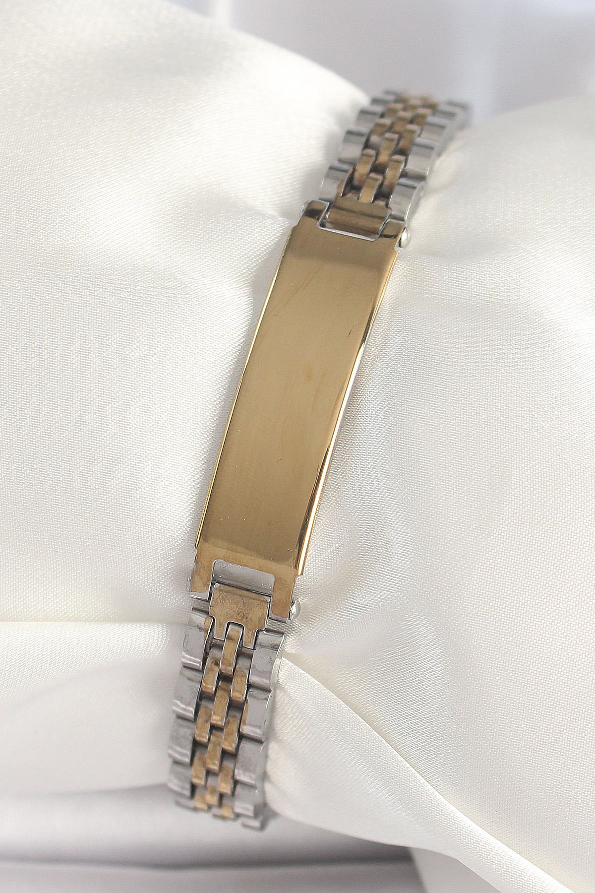 STİLLOVE 316L Çelik Gold Gümüş Renk Kalın Zincir Künye Model Erkek Bileklik SL10929
