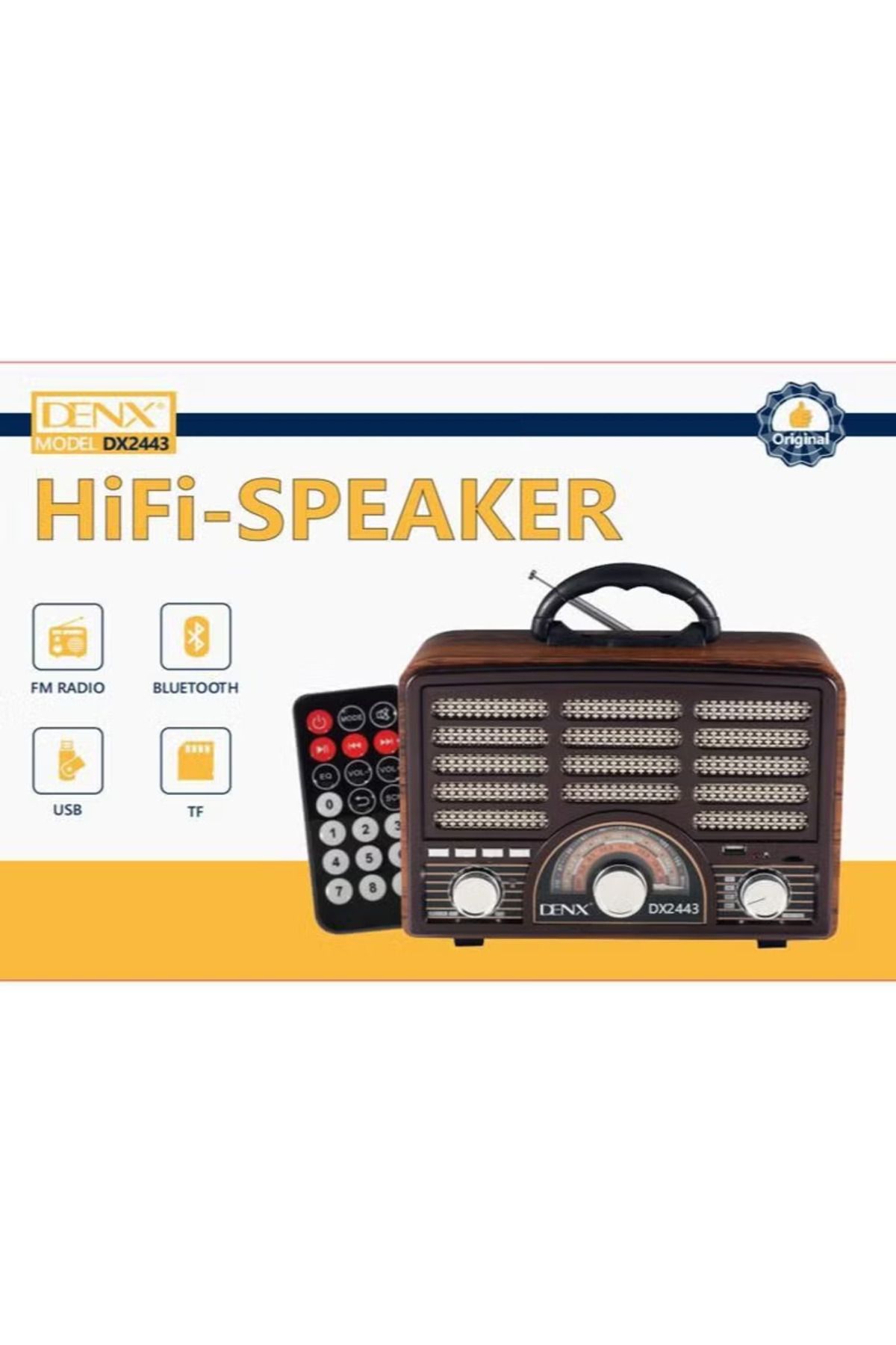 Denx-راديو HI-FI قابل لإعادة الشحن مع ريموت تحكم عن بعد، بطارية ذات سعة كبيرة، محمول ، راديو FM بنمط قديم 3