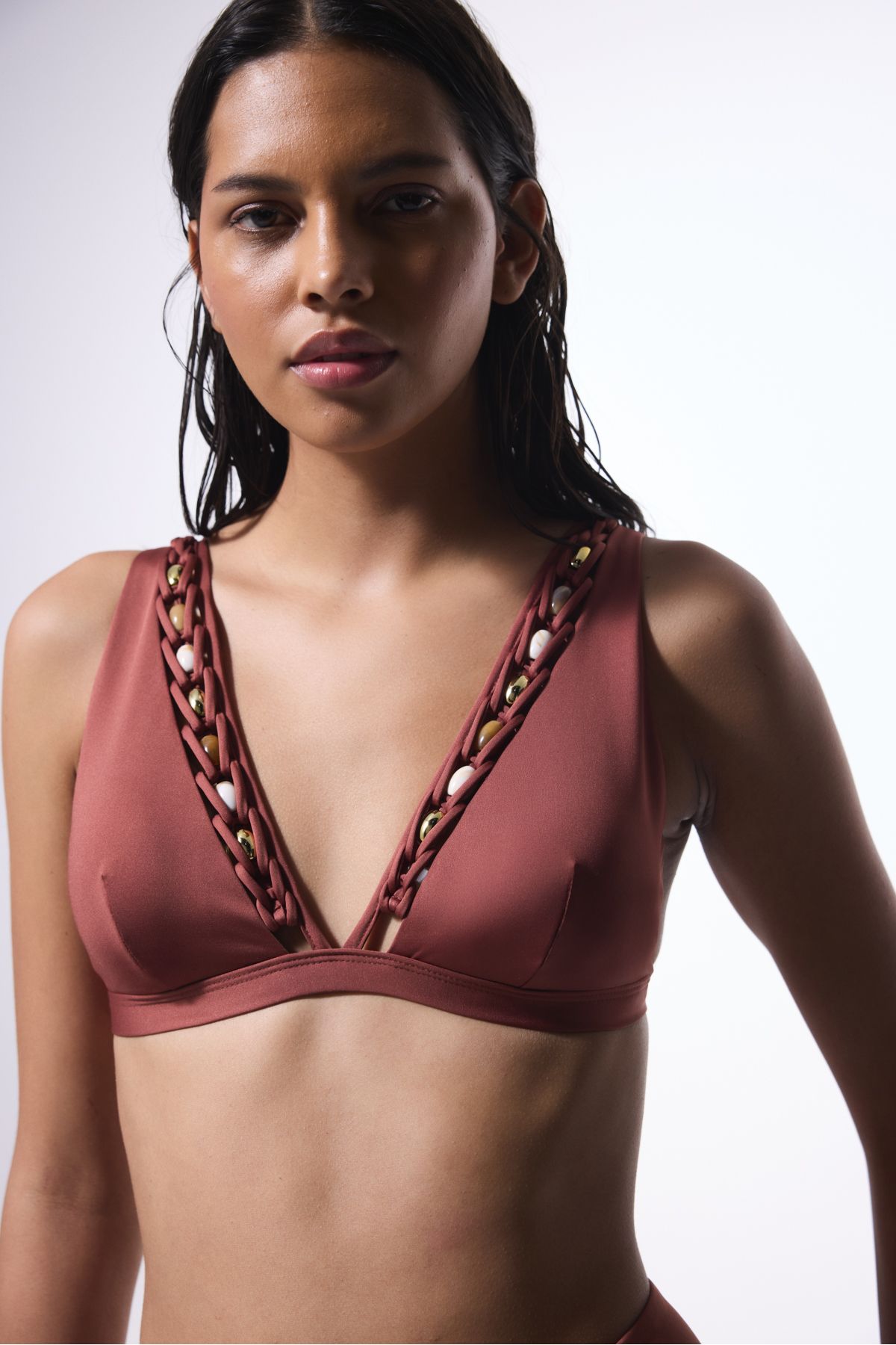 Penti Astrid Deep V Jasnobrązowy Bikini Top Kobieta - 40