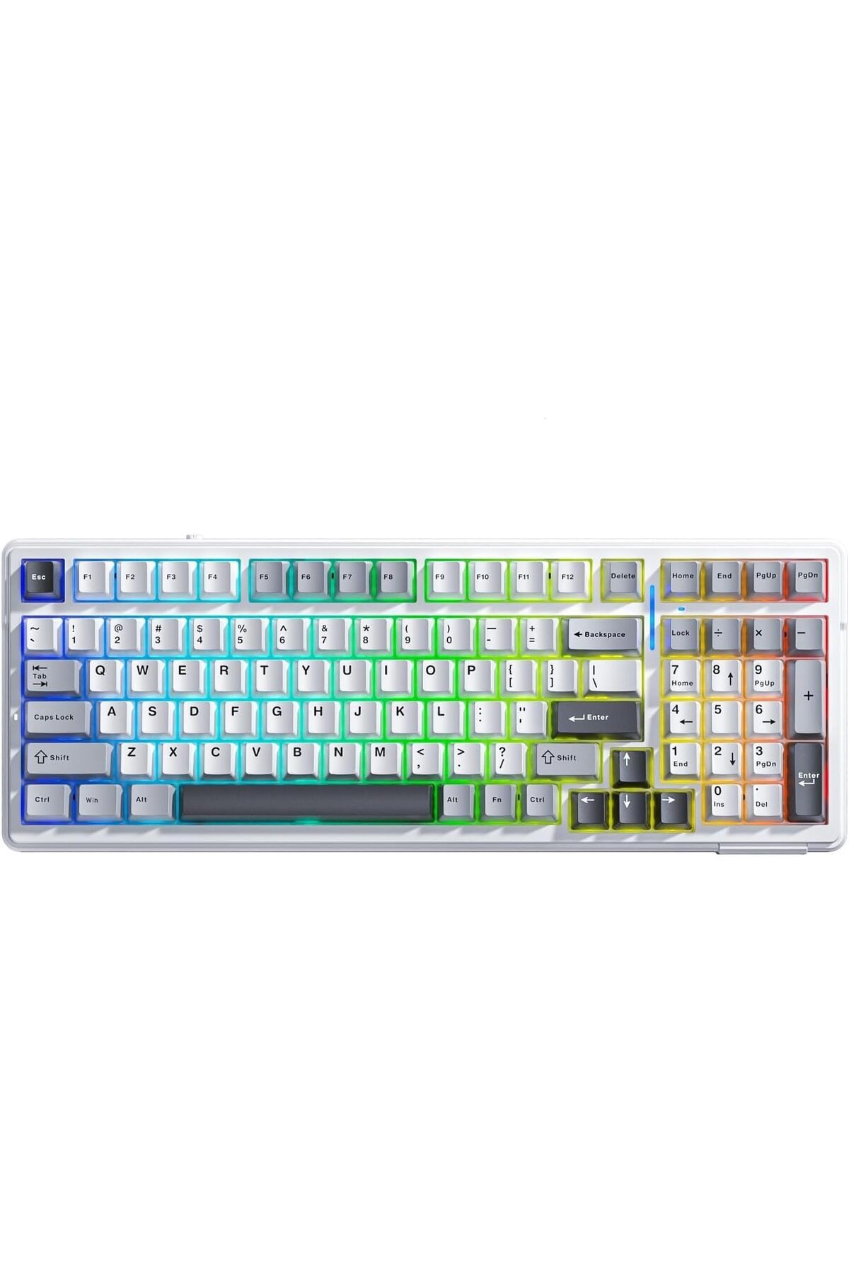 LUXE F99 3 Modlu RGB Hot Swap Mekanik Linear GrayWood V3 Switch Kablosuz Makrolu Klavye Gri