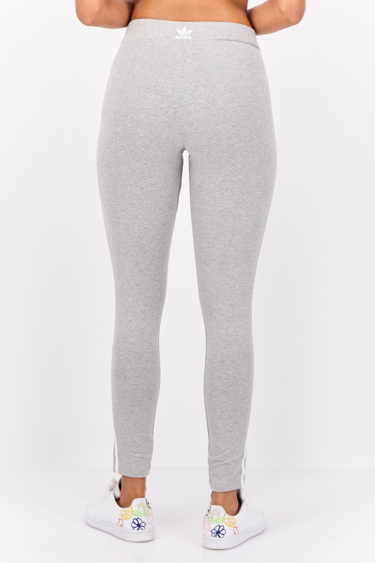 adidas-Women Sportswear Fit 3 Stripes Training Leggings, Grey 4