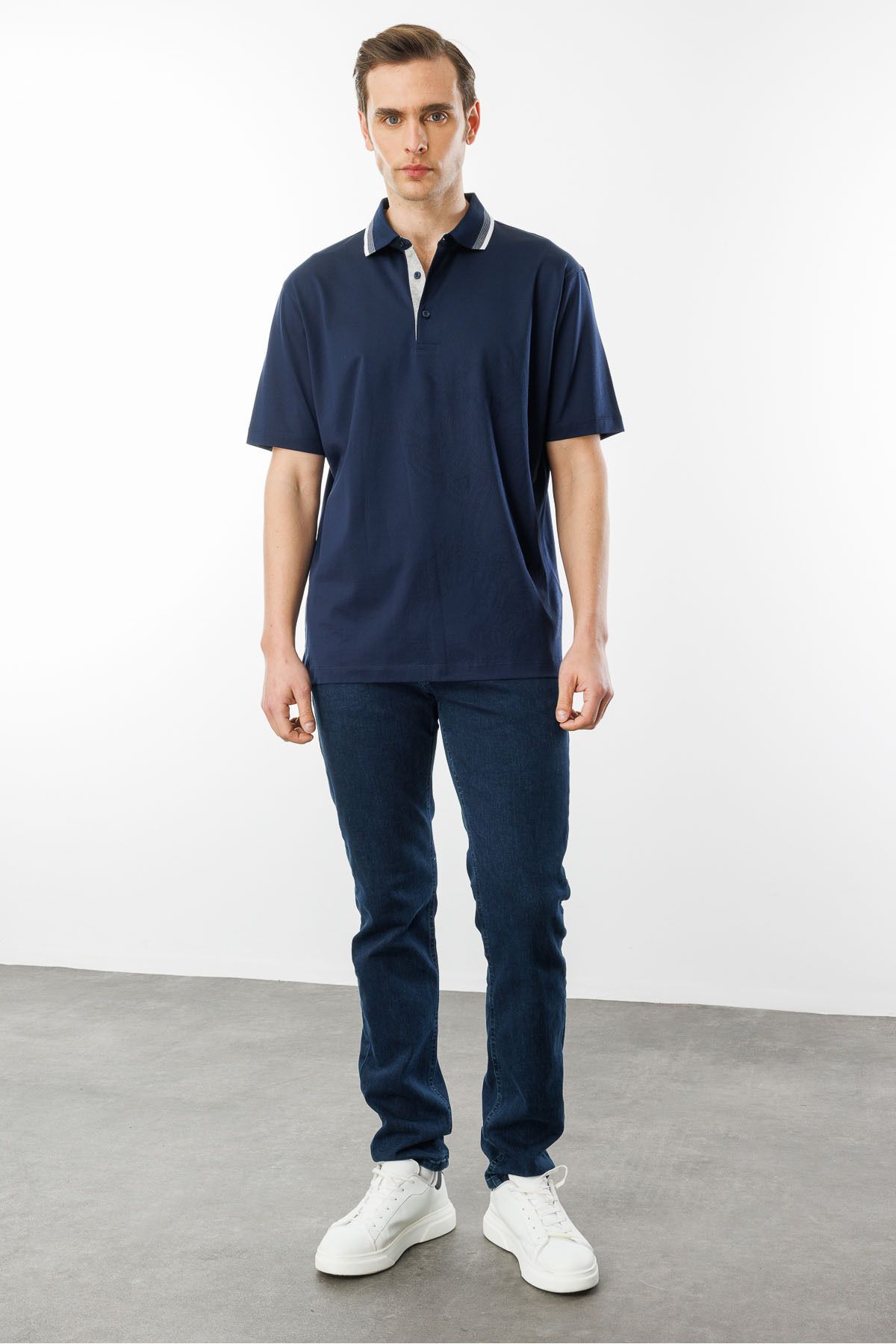 Desen Triko-Erkekler Poloshirt Тениска Mor Merserize 4