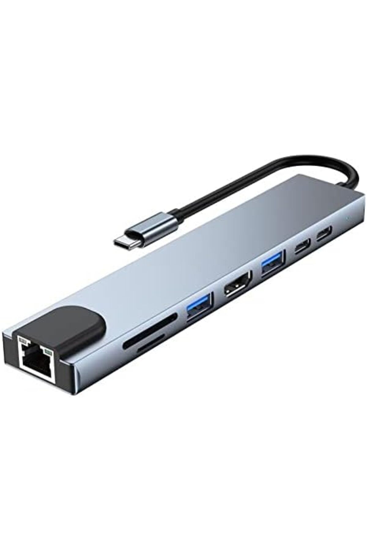 STOREMAX Ezg Plus PX-U520 4K@30Hz Gri Metal Type-C to 4K HDMI+USB 3.0+RJ45+SD Kart+PD şarj Çevirici Adaptö