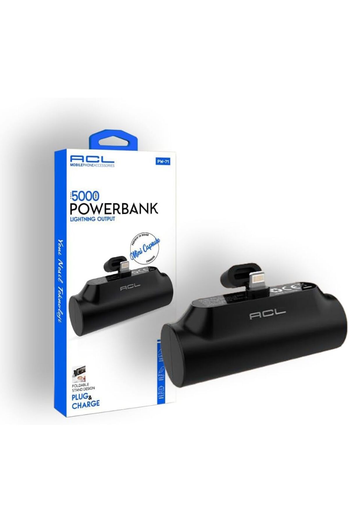 STOREMAX OZN Mini Lightning Girişli 5000 Mah PowerBank, Telefona Takılabilir Mini Powerbank, iPhone iPad İ