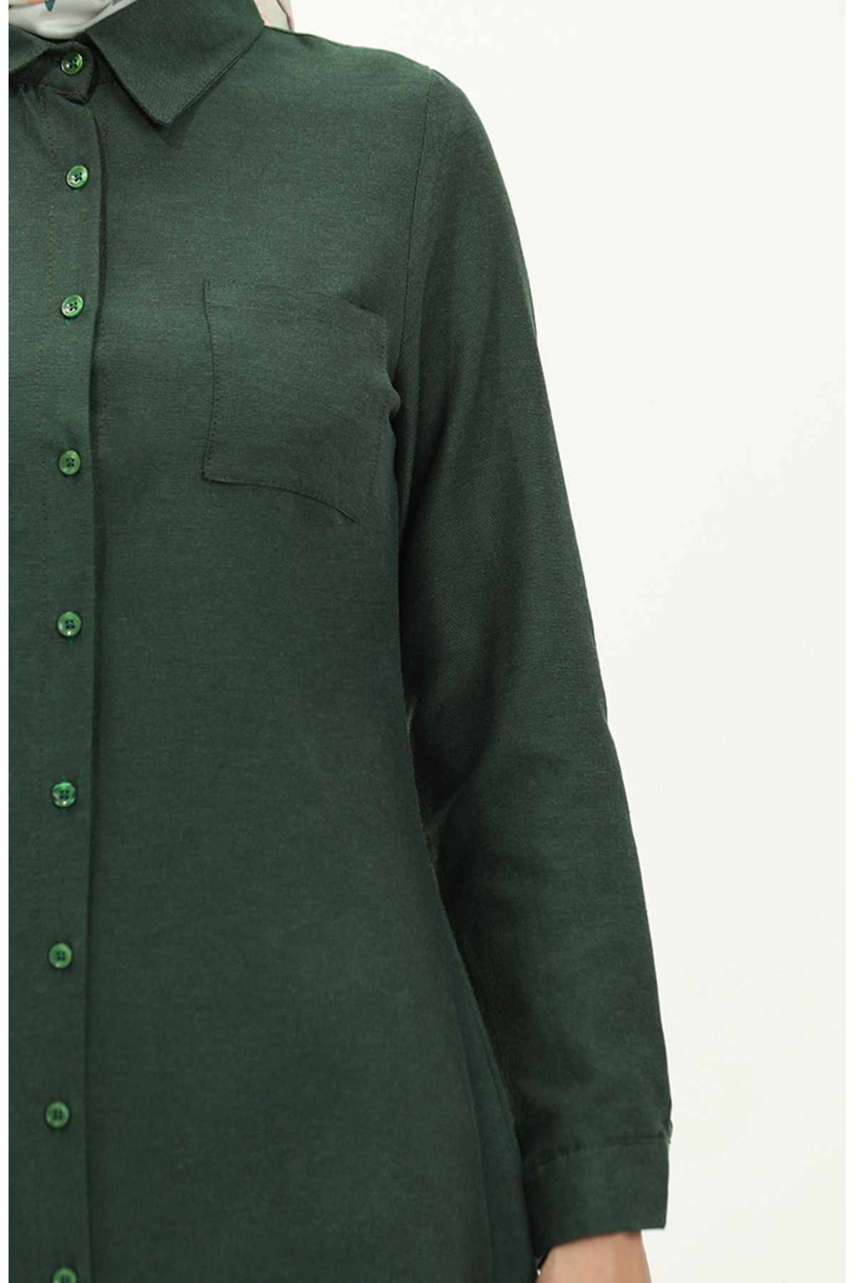 sefamerve-Emerald Green Tunic with Pockets and Buttons, Model 6472-20 4