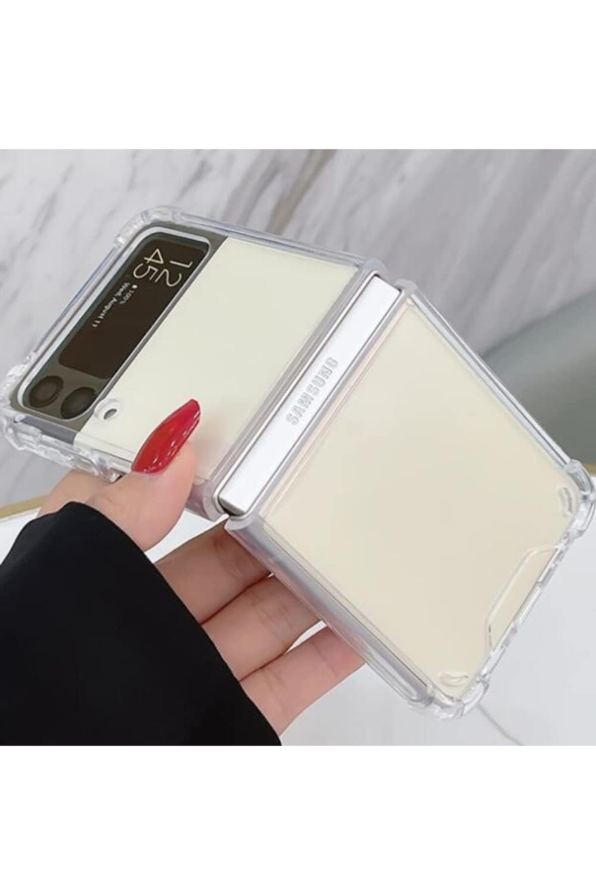 STOREMAX SRT Galaxy Z Flip 4 ile uyumlu Anti Shock Şeffaf Kılıf Pürüzsüz Yüzey Galaxy Flip 4 ile uyuml