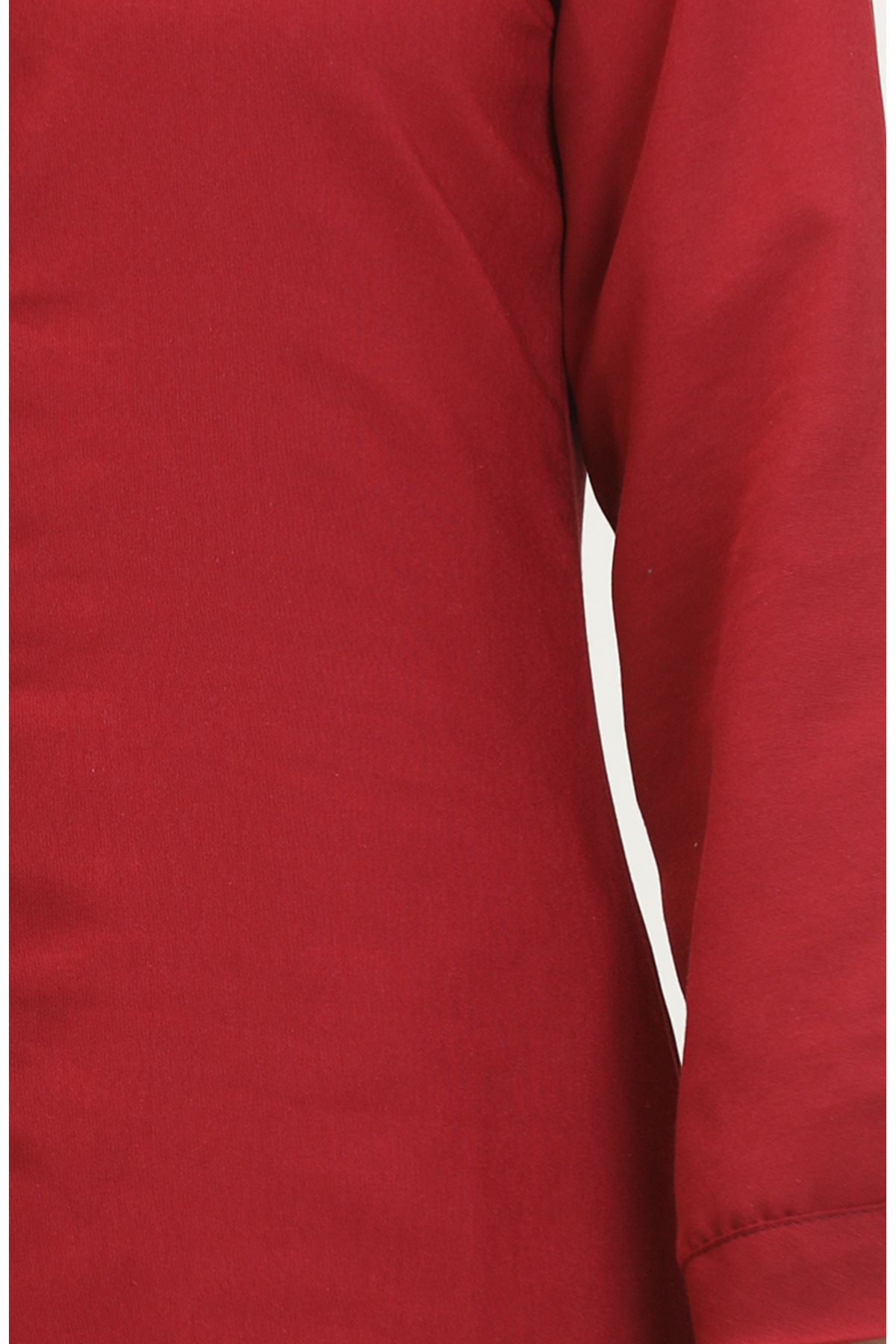 sefamerve-Claret Red Judge Collar Buttoned Tunic 6112-09 6