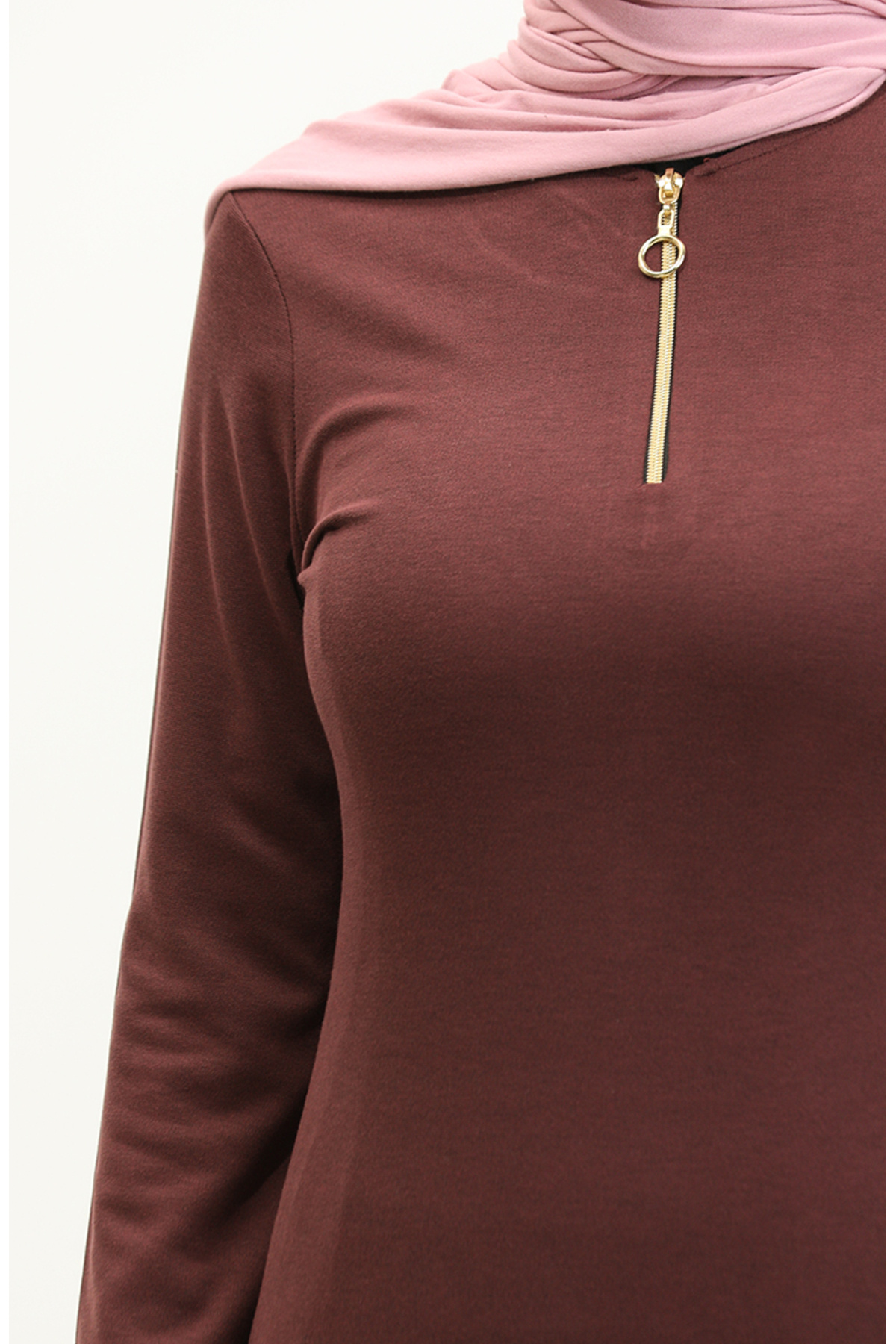 sefamerve-Pflaumenfarbenes Kleid mit Reißverschluss – 2144-05 4