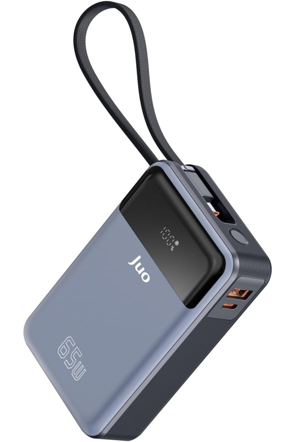 Mu Art Ahşap Mrt 20000mAh 65W LED Ekranlı USB-A + Type-C Kablolu Taşınabilir Hızlı Şarj Cihazı Powerbank A