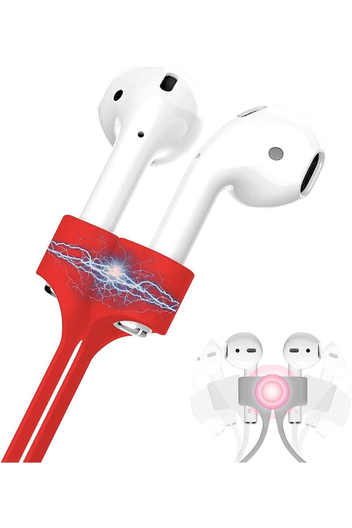 STOREMAX SRT Boyun Askı ipi Tutucu Silikon ip Basic Kırmızı Airpods 1 2 Airpods 3 Airpods Pro ile Uyumlu