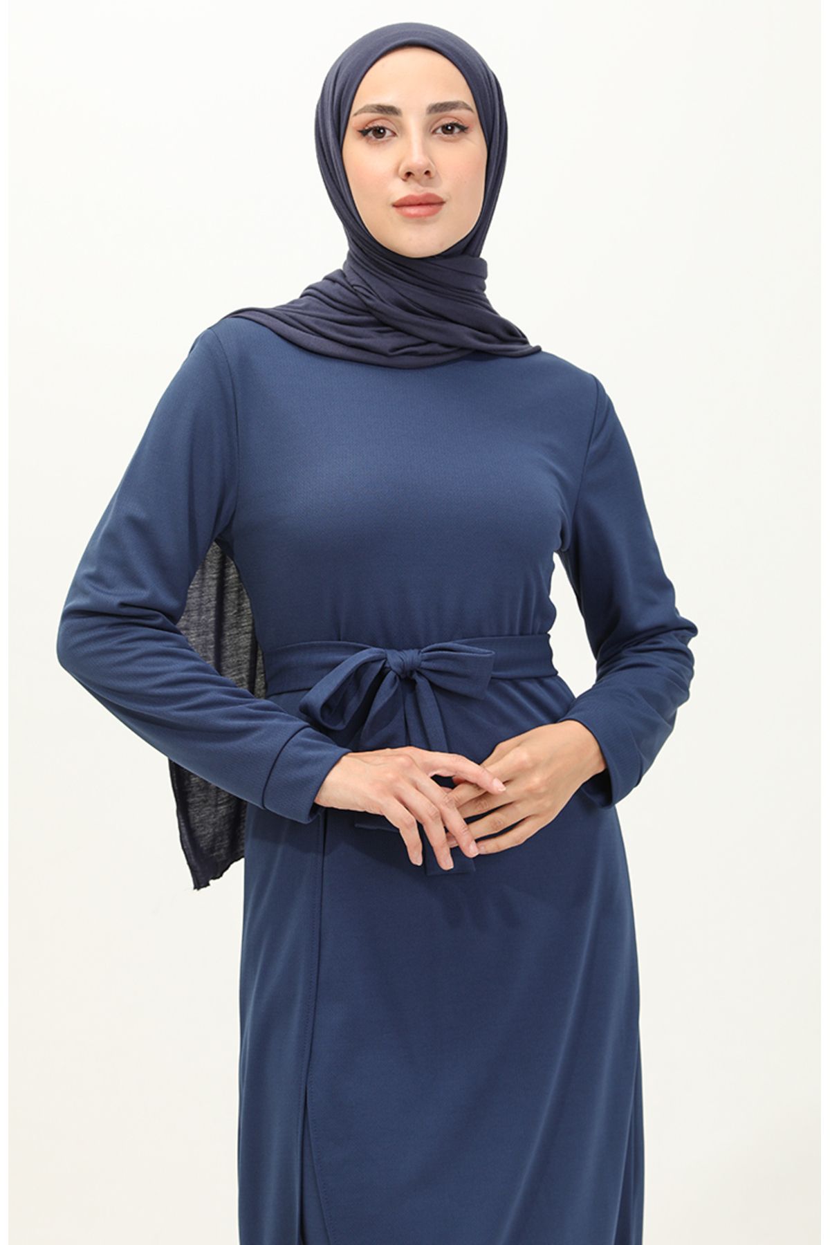 sefamerve-Set tunică și pantaloni indigo - Detaliat cu fantă 0664-08 3