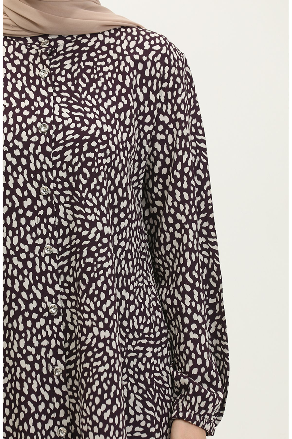 sefamerve-Purple Viscose Tunic - Plus Size, Buttoned, 3017-01 4