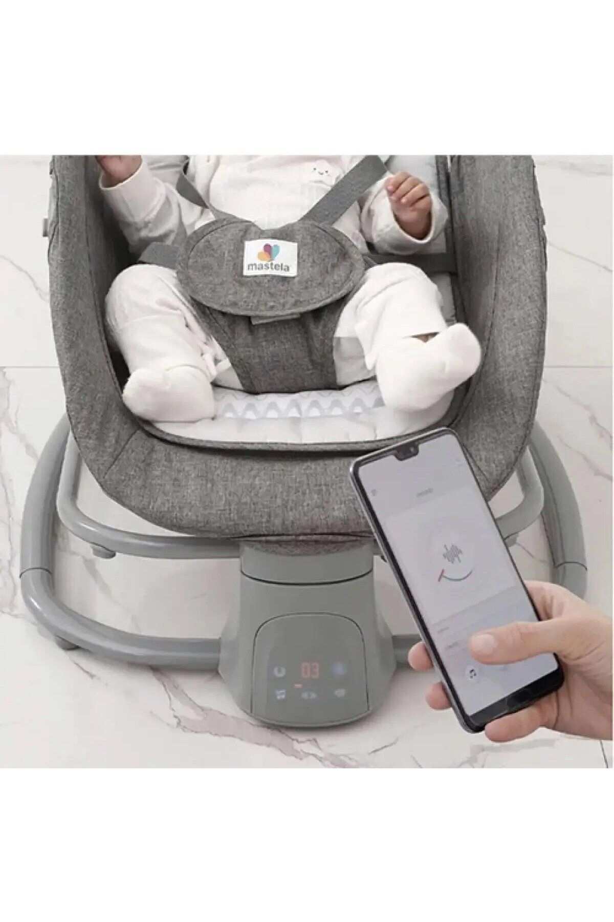 Mini Baby-كرسي هزاز للاطفال الرضع متعدد الاستخدام 4 في 1 مزود بحاملة طعام وتطبيق التحكم بالجوال 1