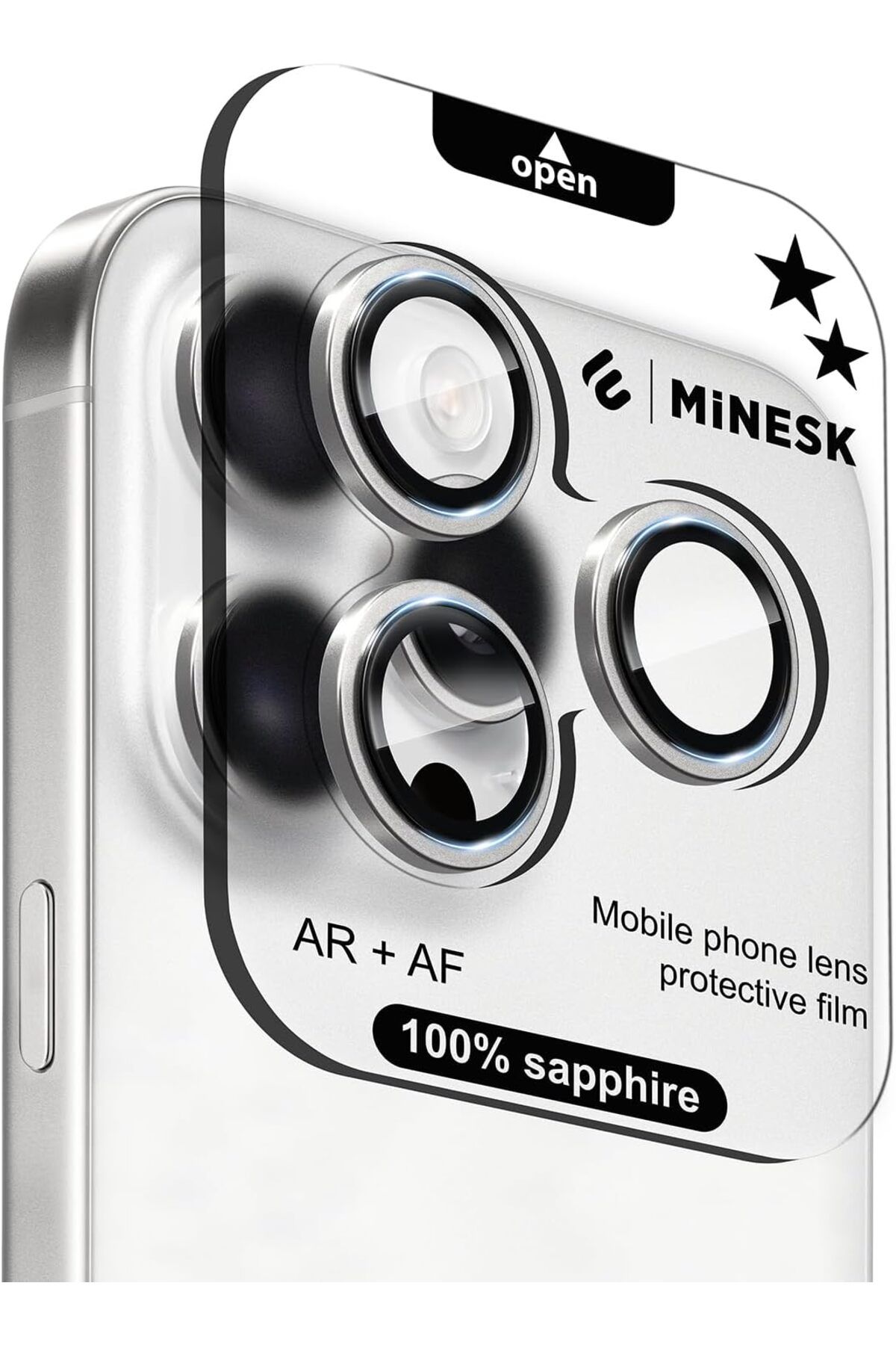 STOREMAX OZN iPhone 15 Pro / 15 Pro Max ile Uyumlu Orijinal Safir Cam (%99.9 Saflıkta Gerçek Safir) Cihazı