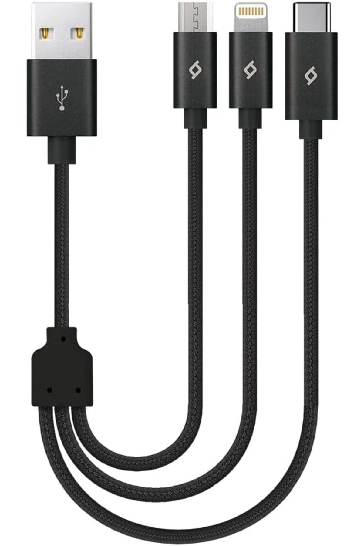 STOREMAX Sbl Alumicable Mini Trio Lightning Micro USB 30cm Şarj Kablosu, Siyah SBLShp 1064356