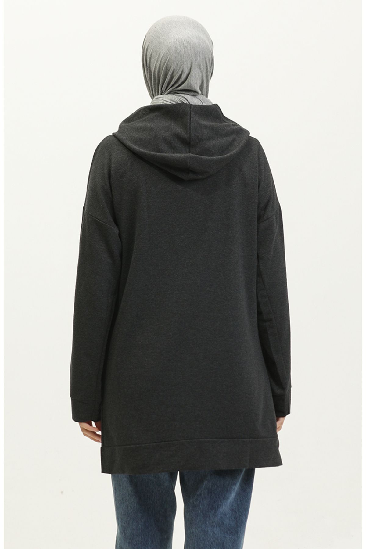 sefamerve-Anthracite Hooded Sweatshirt - 23080-02 5