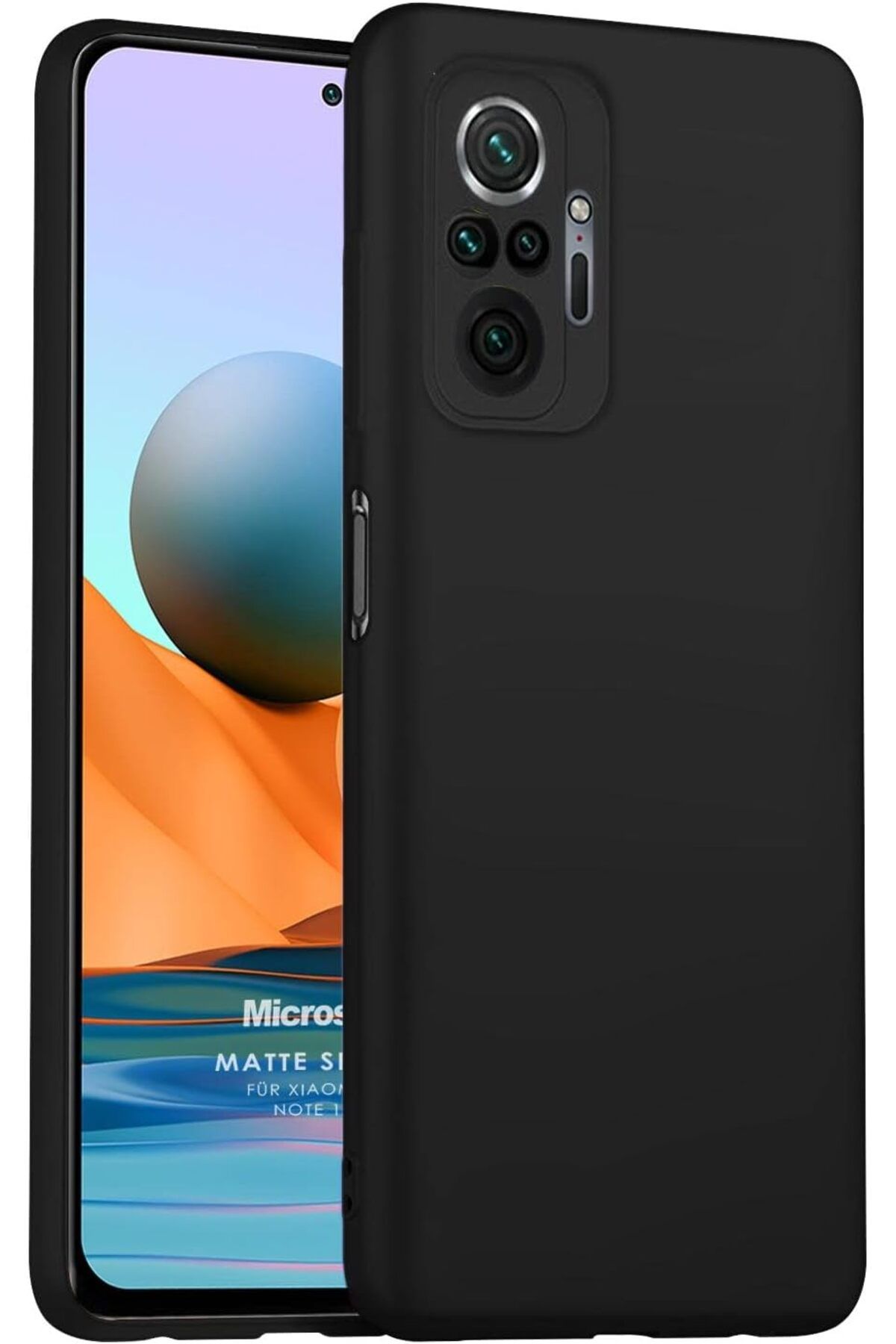 STOREMAX ELZ Matte Silicone Xiaomi Redmi Note 10 Pro Max için Kılıf Siyah [Redmi Note 10 Pro Max ile Uyuml