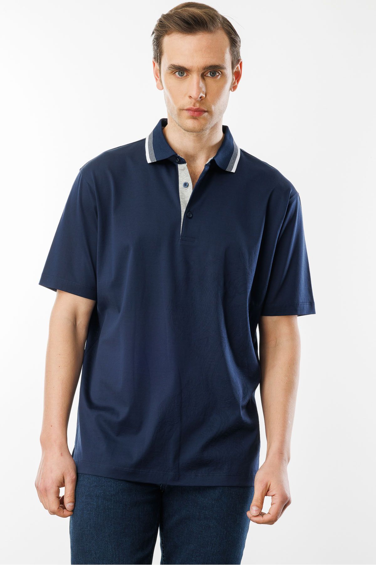 Desen Triko-Erkekler Poloshirt Тениска Mor Merserize 3