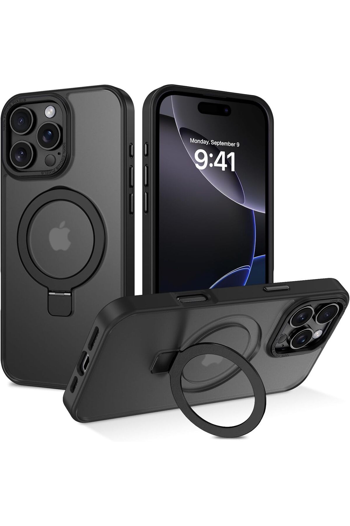 STOREMAX iPhone 16 Pro Max ile Uyumlu Kılıfı Manyetik Halka Standlı Magsafe ile Uyumlu, Tam Gövde Koruy