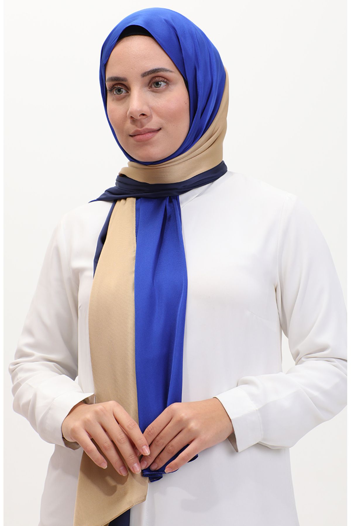 sefamerve-Şal Karaca Tricolor - Saks auriu bleumarin 81049-40 2