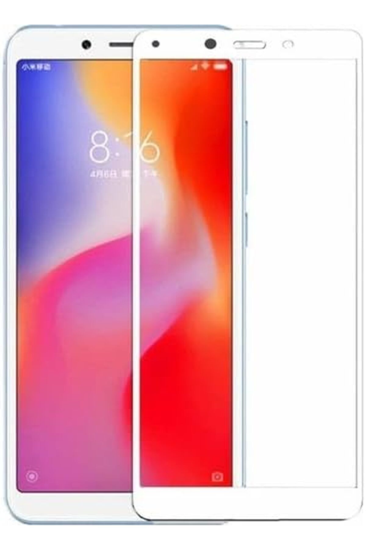 STOREMAX OZN Xiaomi Redmi 6 Uyumlu Full Kaplayan Temperli 5D Ekran Koruyucu Cam (Beyaz) OZNstre 1094633