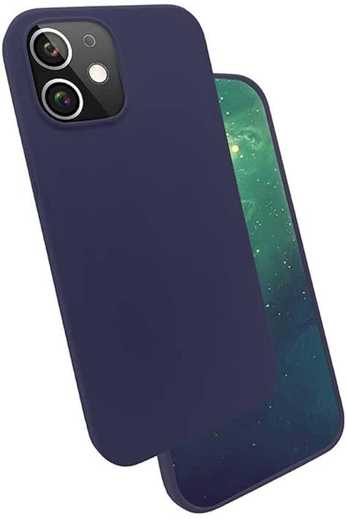 STOREMAX Rom İle Uyumlu iPhone 12 Mini Kılıf Silk Silikon, Lacivert Romshp 1067323