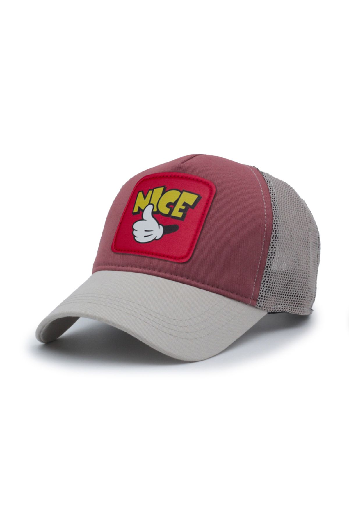 Trucker Mickey Hand Model Değiştirilebilir Armalı Fileli Şapka Taş Kiremit