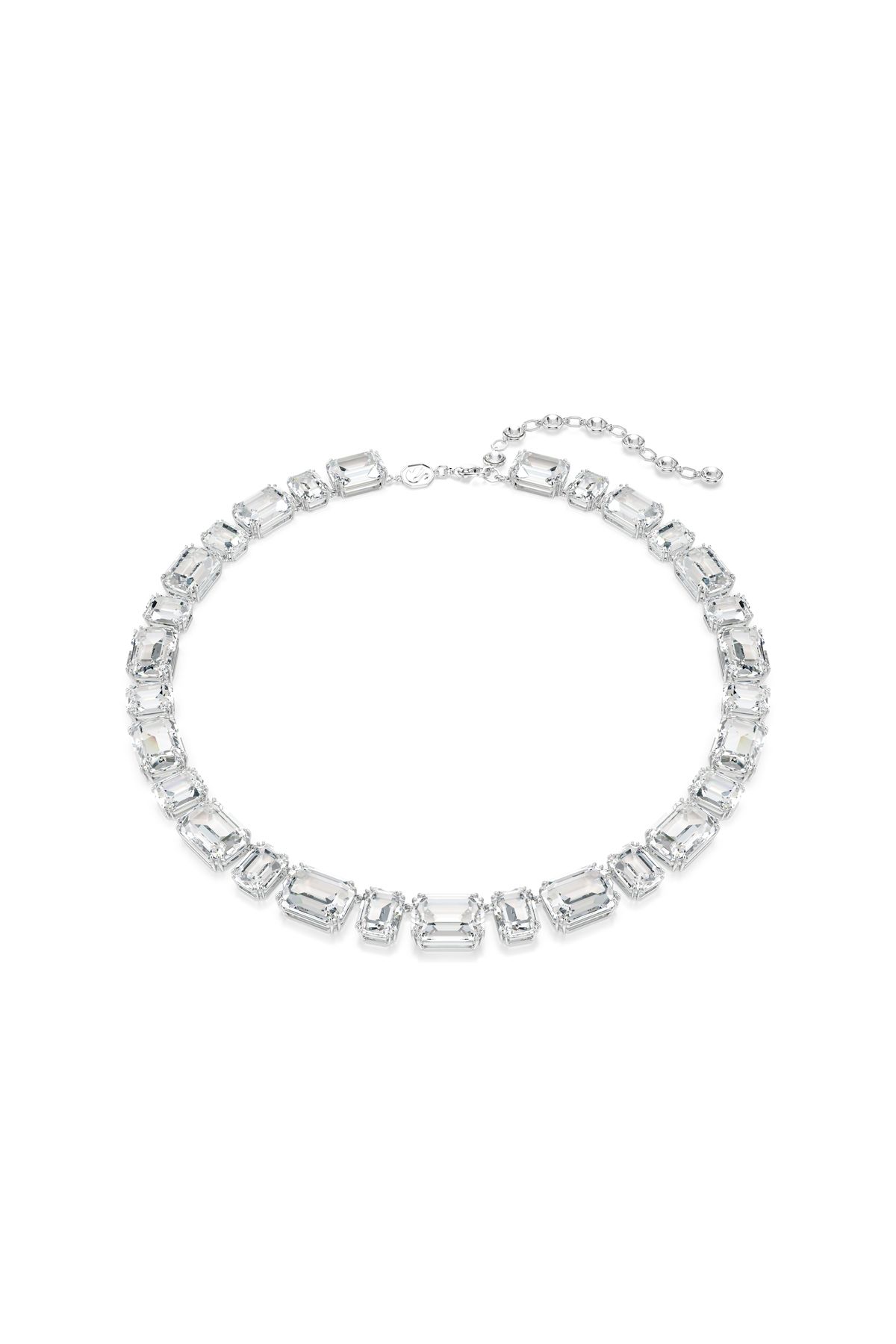 Swarovski Millenia Tennis kolye, Sekizgen kesim, Beyaz, Rodyum kaplama