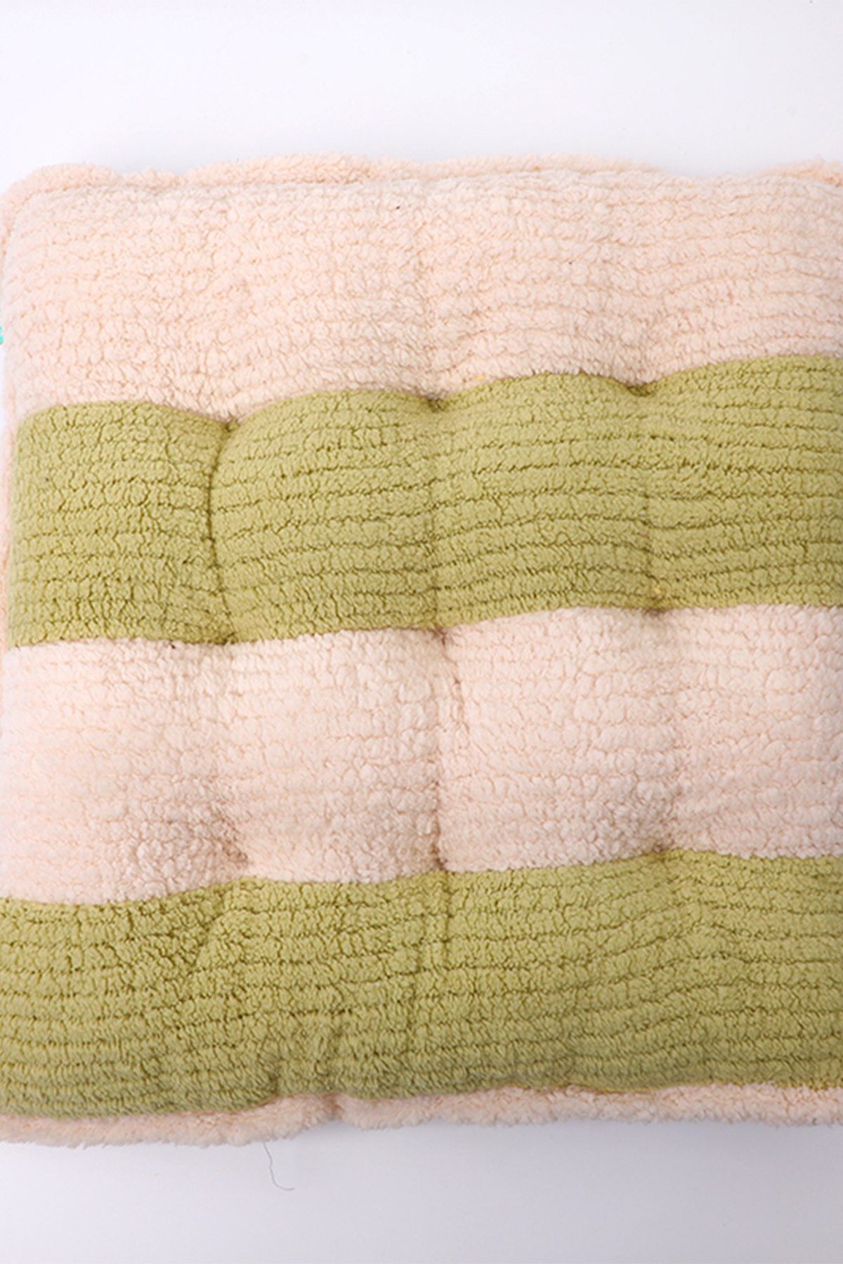 YOYOSO-Striped Clashing Squares Pillow - White Green 3