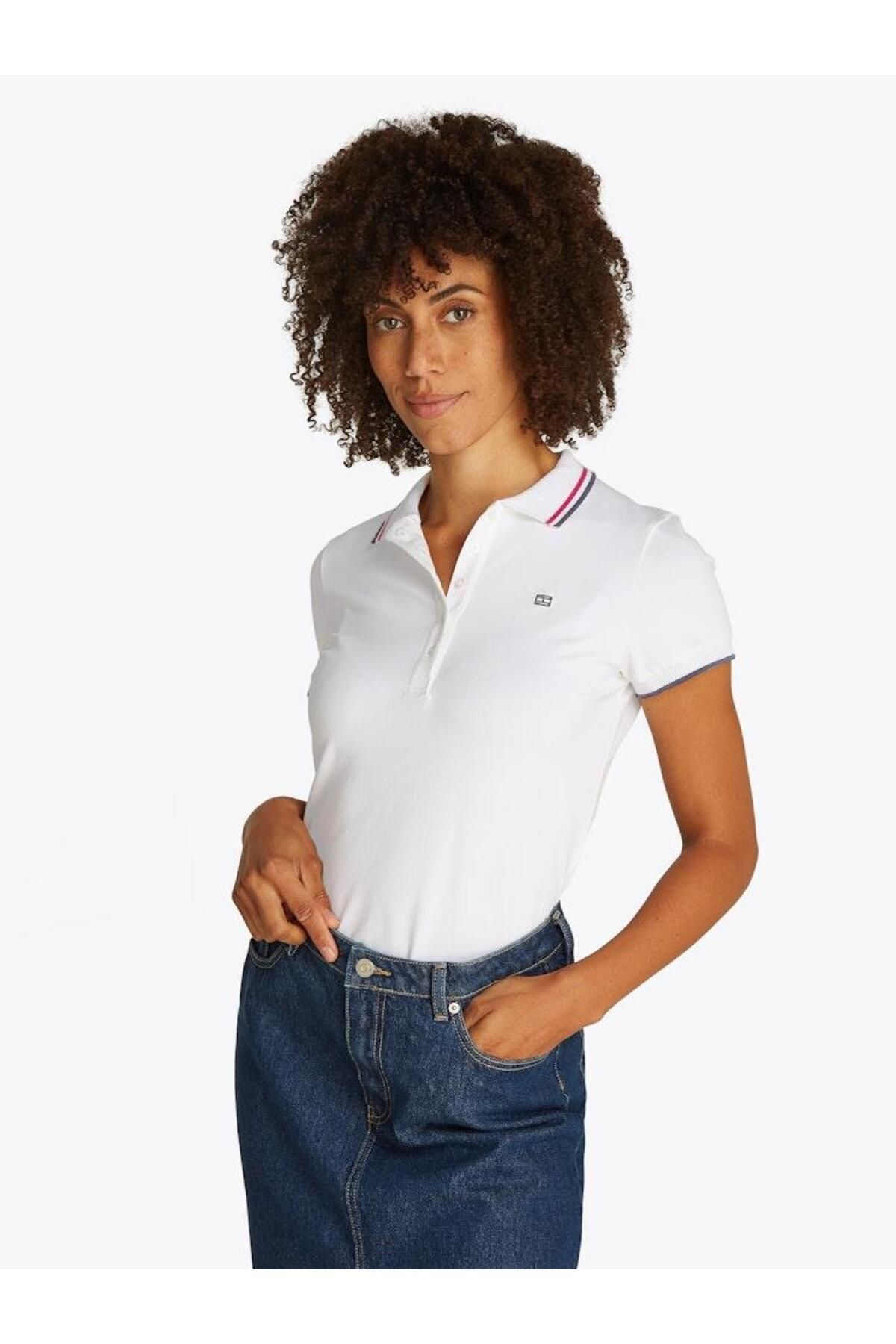 Tommy Hilfiger Kadın FEMININE SPORTY SLIM POLO SS Polo T-Shirt