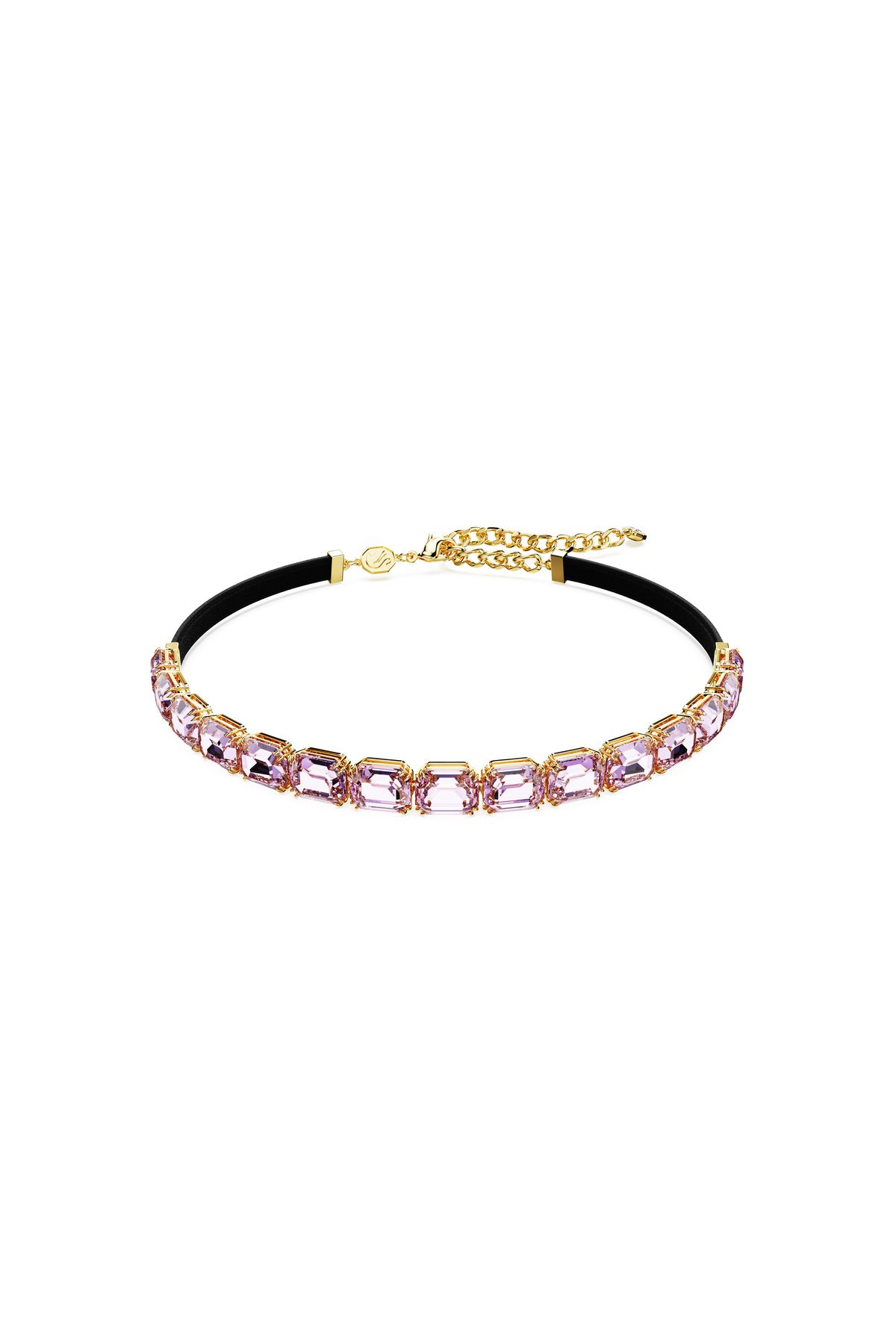 Swarovski Millenia Tennis gerdanlık, Sekizgen kesim, Mor, Altın rengi kaplama