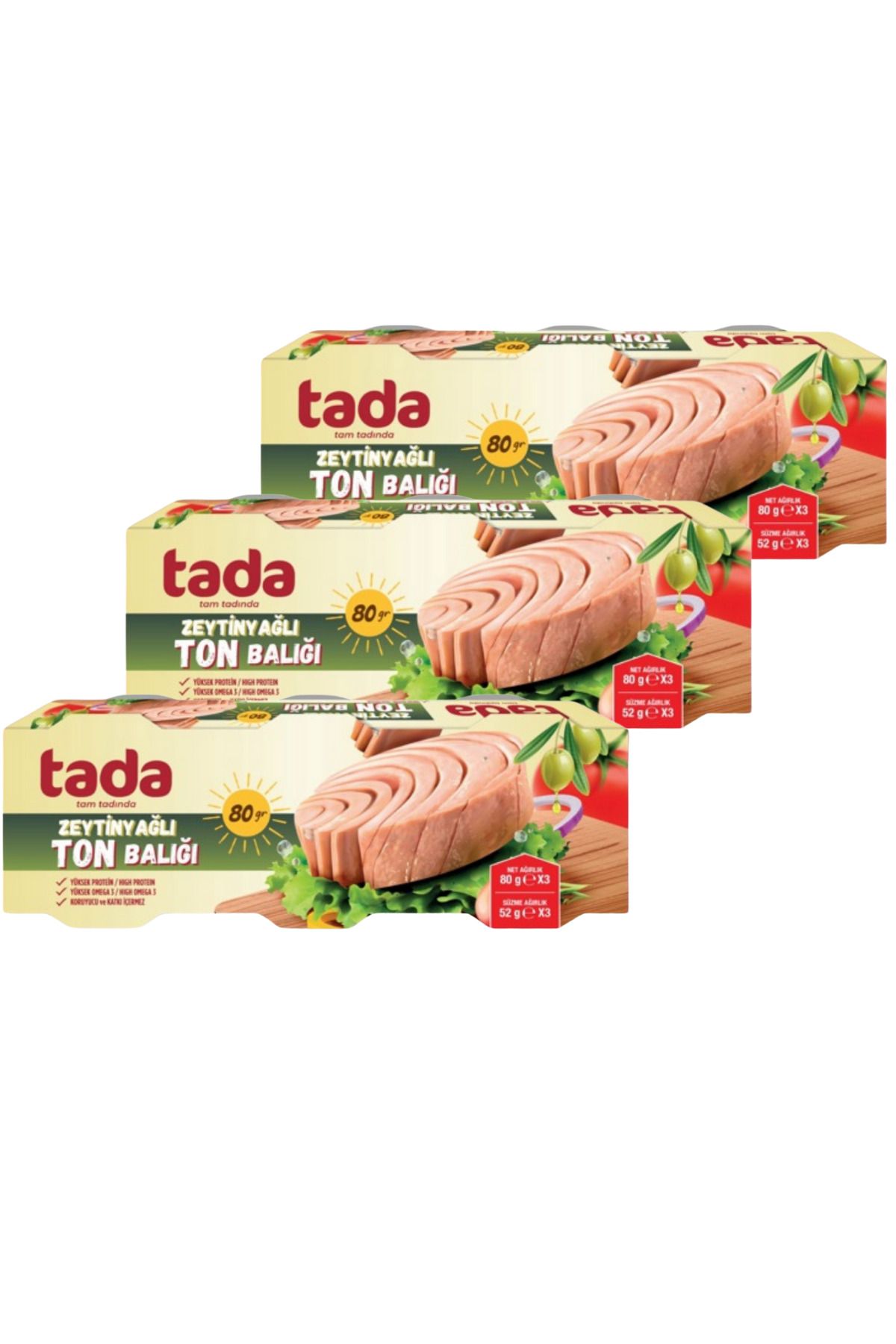Tada Zeytinyağlı Ton Balığı Konservesi 80 Gr 3'lü (3 Adet)