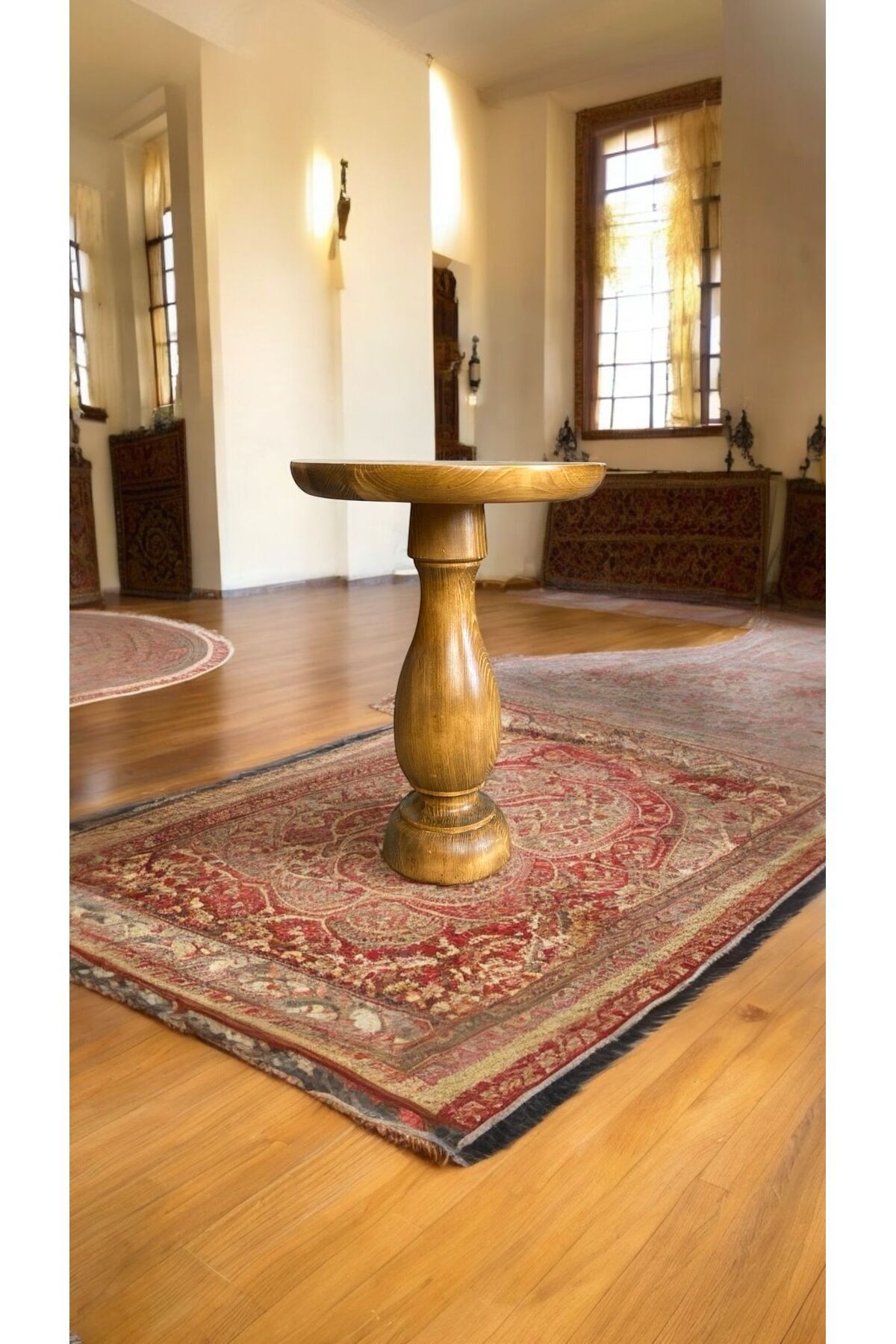 Simillo Home&Living Wood Ahşap Tekli VazoModel Mantar Yan Sehpa Modern Fiskos / Tütün Renk / Zigon Sehpa Vernikli
